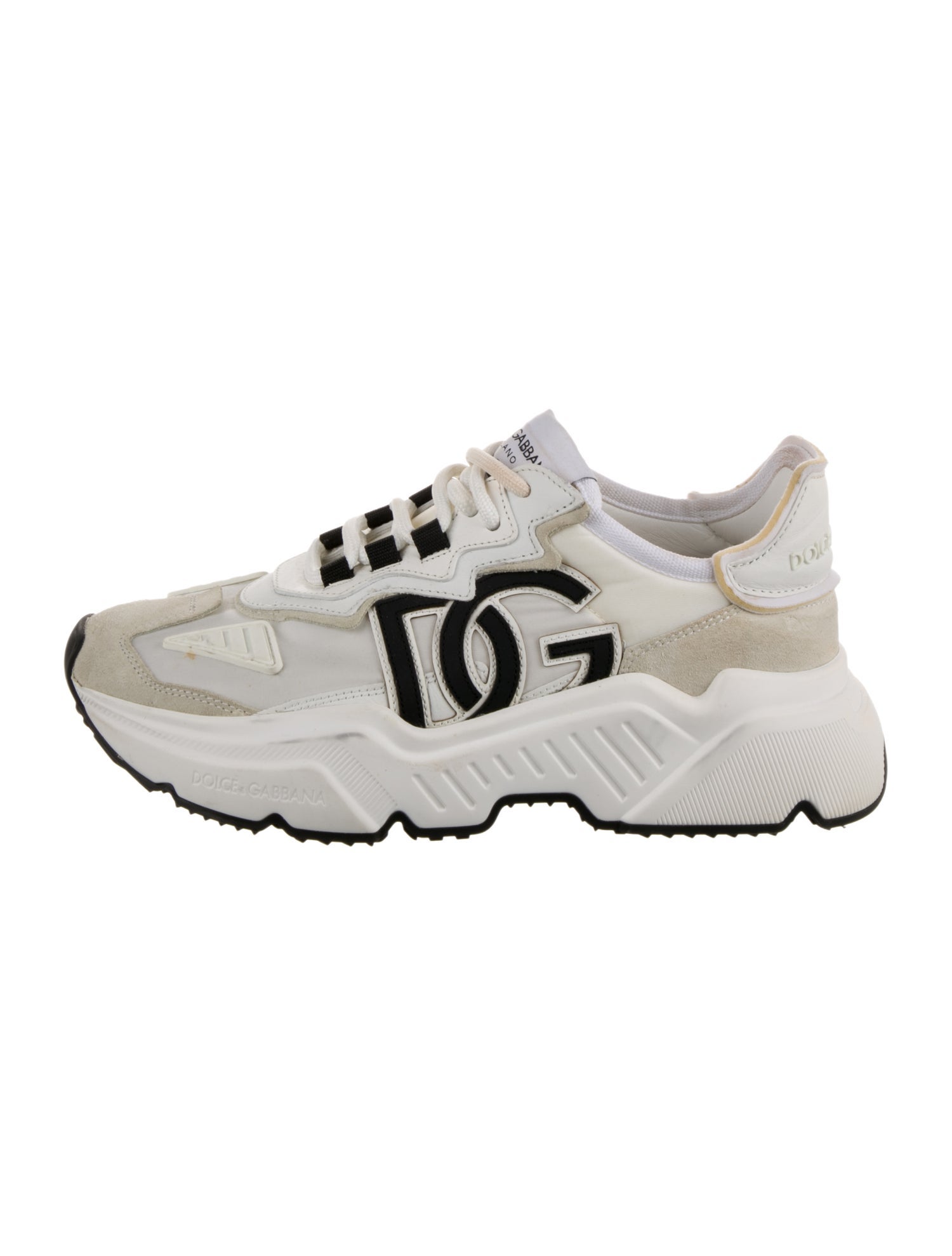 Dolce & Gabbana Suede Colorblock Pattern Chunky Sneakers