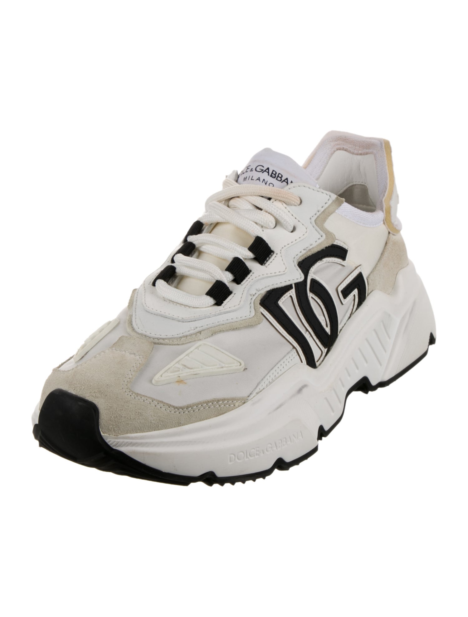 Dolce & Gabbana Suede Colorblock Pattern Chunky Sneakers