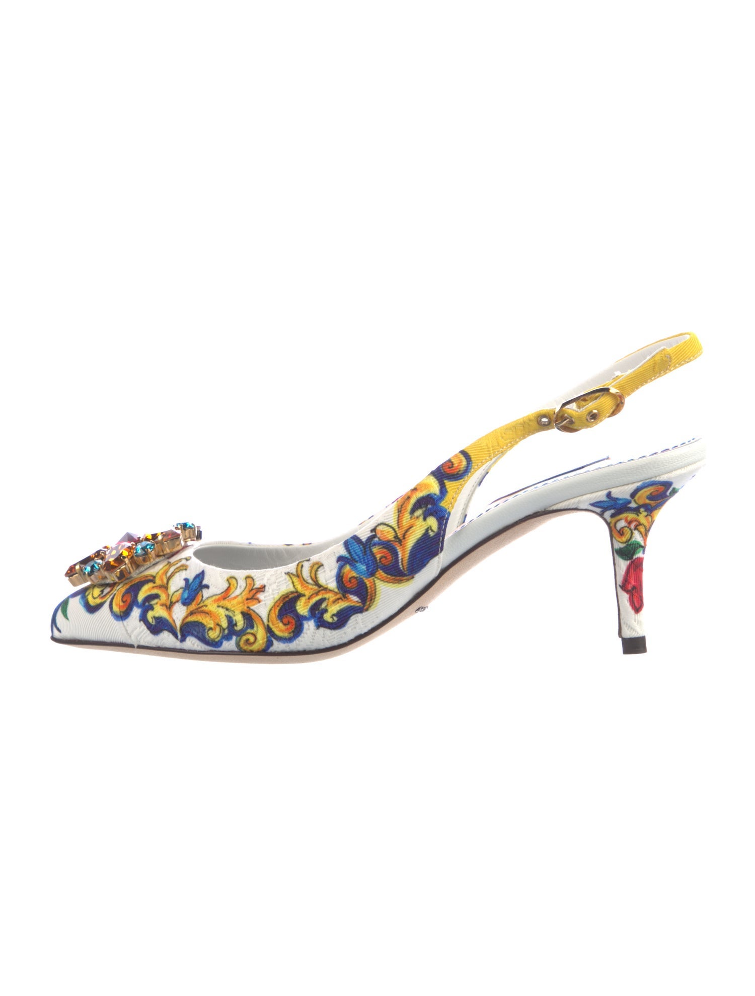 Dolce & Gabbana Canvas Printed Slingback Pumps