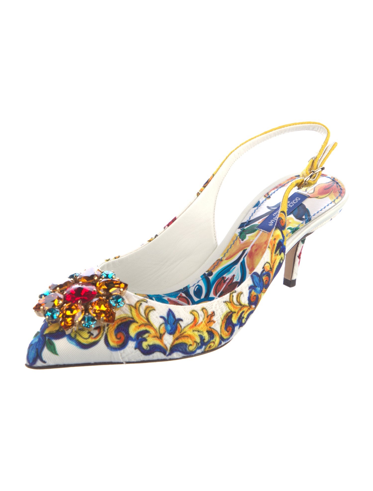 Dolce & Gabbana Canvas Printed Slingback Pumps