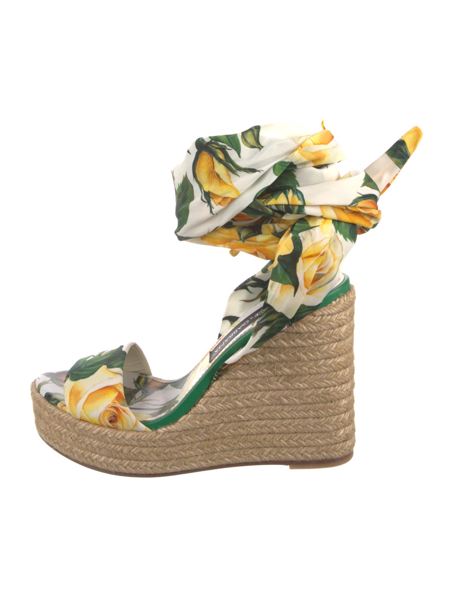 Dolce & Gabbana Satin Floral Print Espadrilles