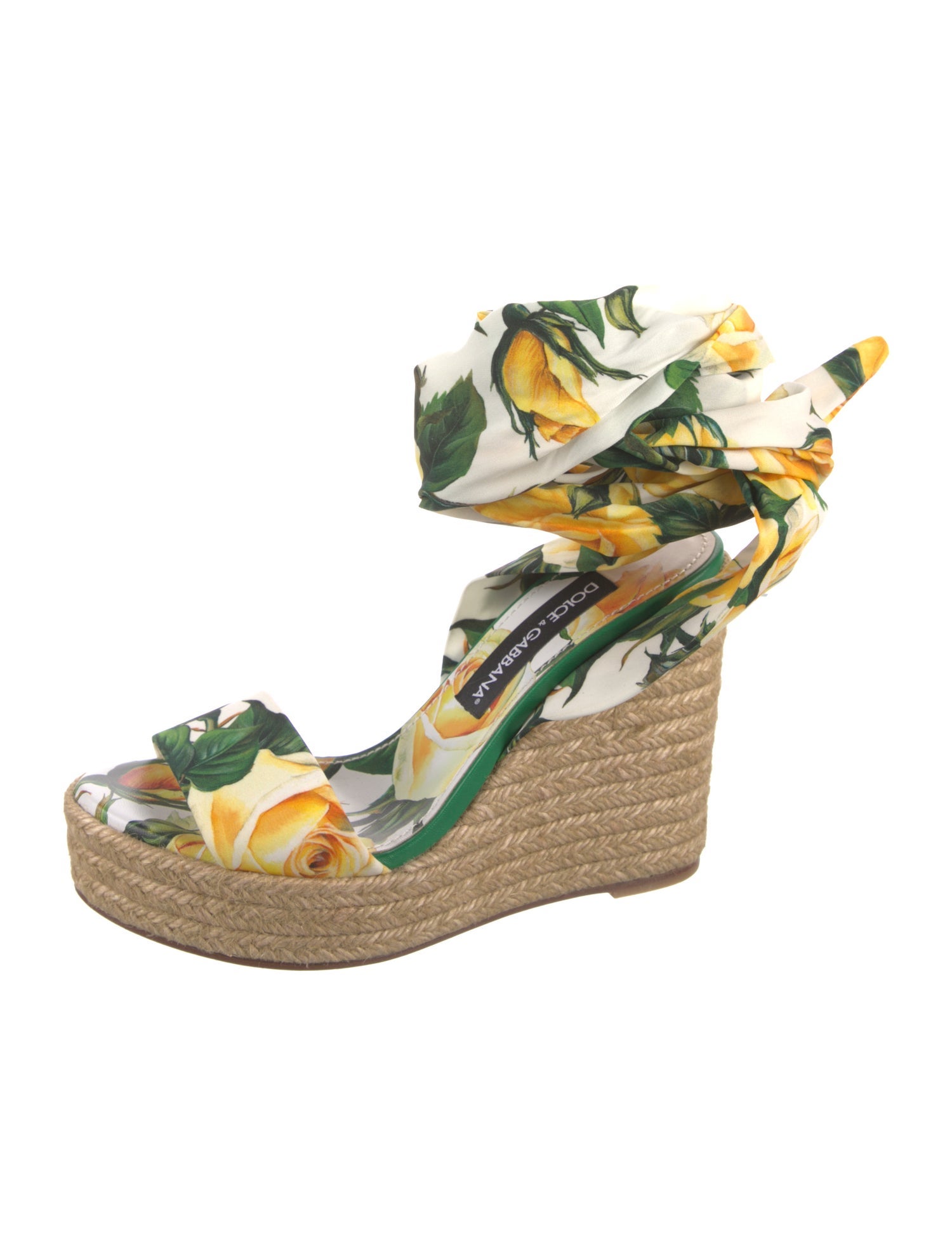 Dolce & Gabbana Satin Floral Print Espadrilles