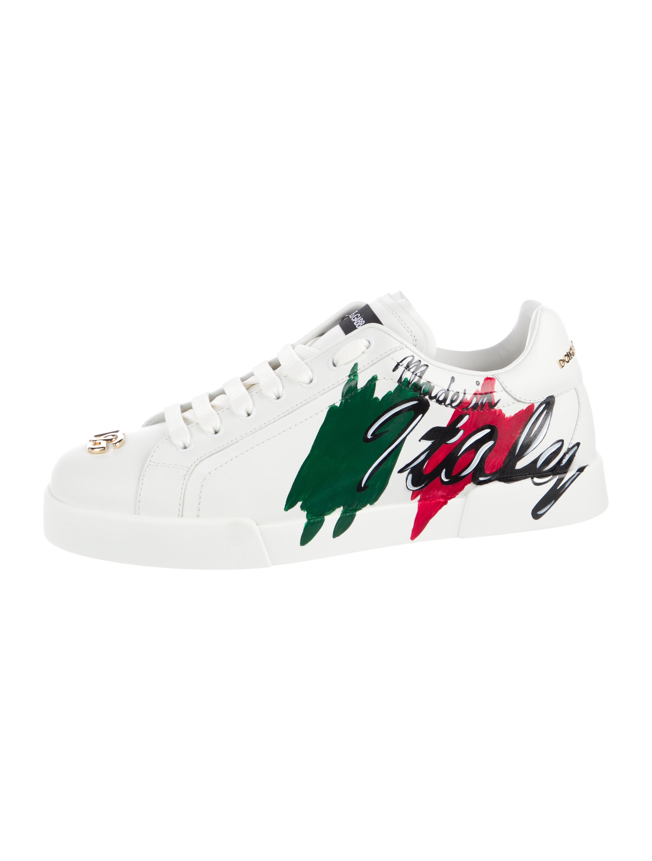 Dolce & Gabbana Leather Printed Athletic Sneakers