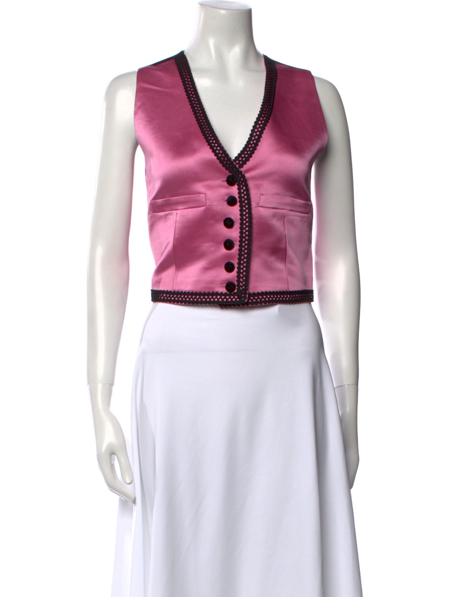 Dolce & Gabbana Silk V-Neck Crop Top