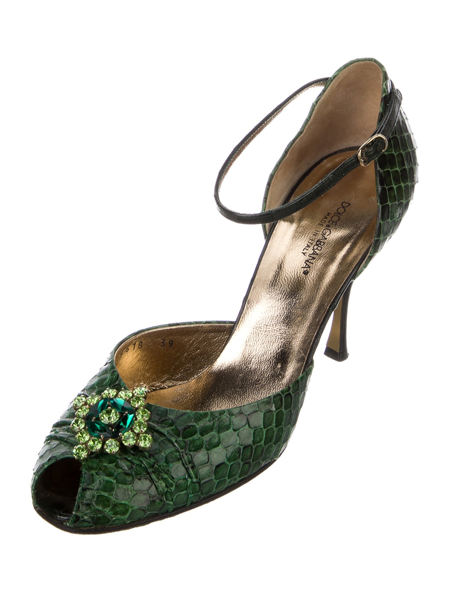 Dolce & Gabbana Snakeskin Animal Print D'Orsay Pumps