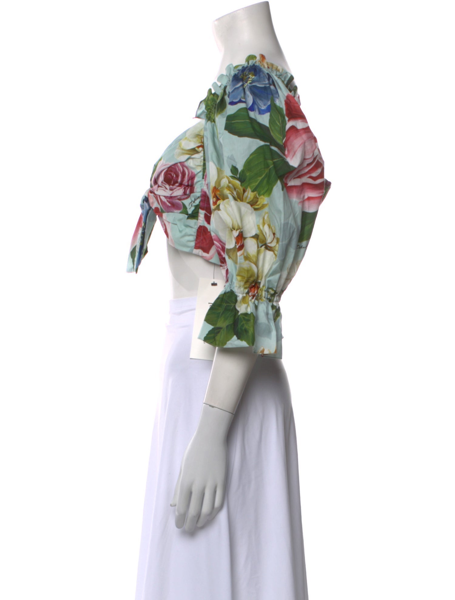 Dolce & Gabbana Floral Print V-Neck Crop Top