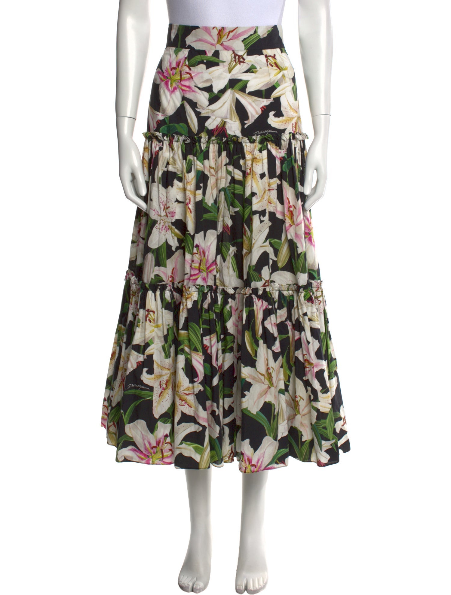 Dolce & Gabbana Floral Print Midi Length Skirt