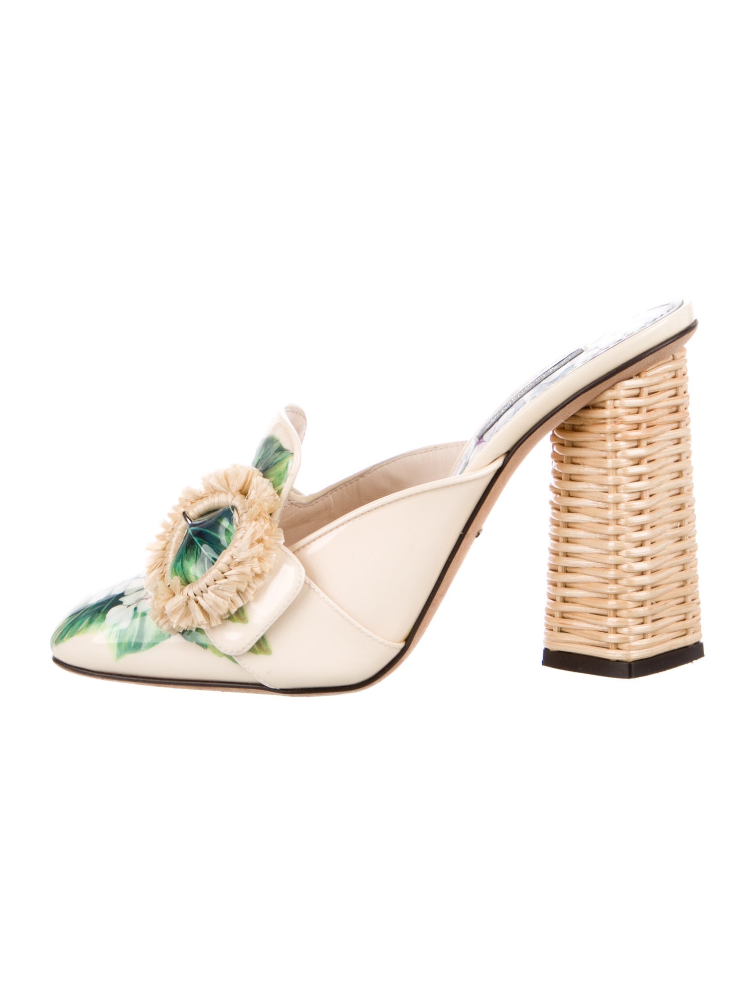 Dolce & Gabbana Patent Leather Graphic Print Mules