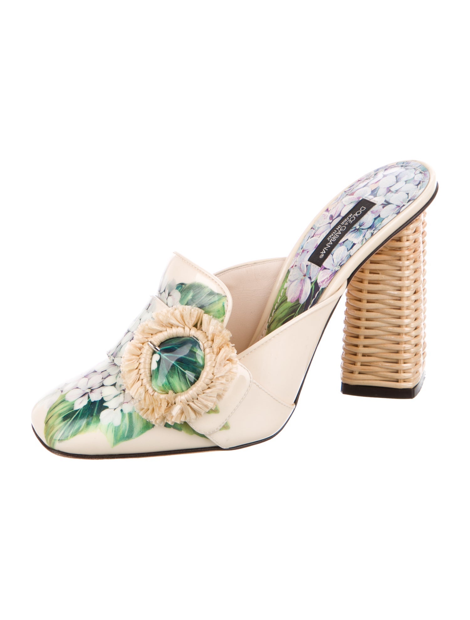 Dolce & Gabbana Patent Leather Graphic Print Mules