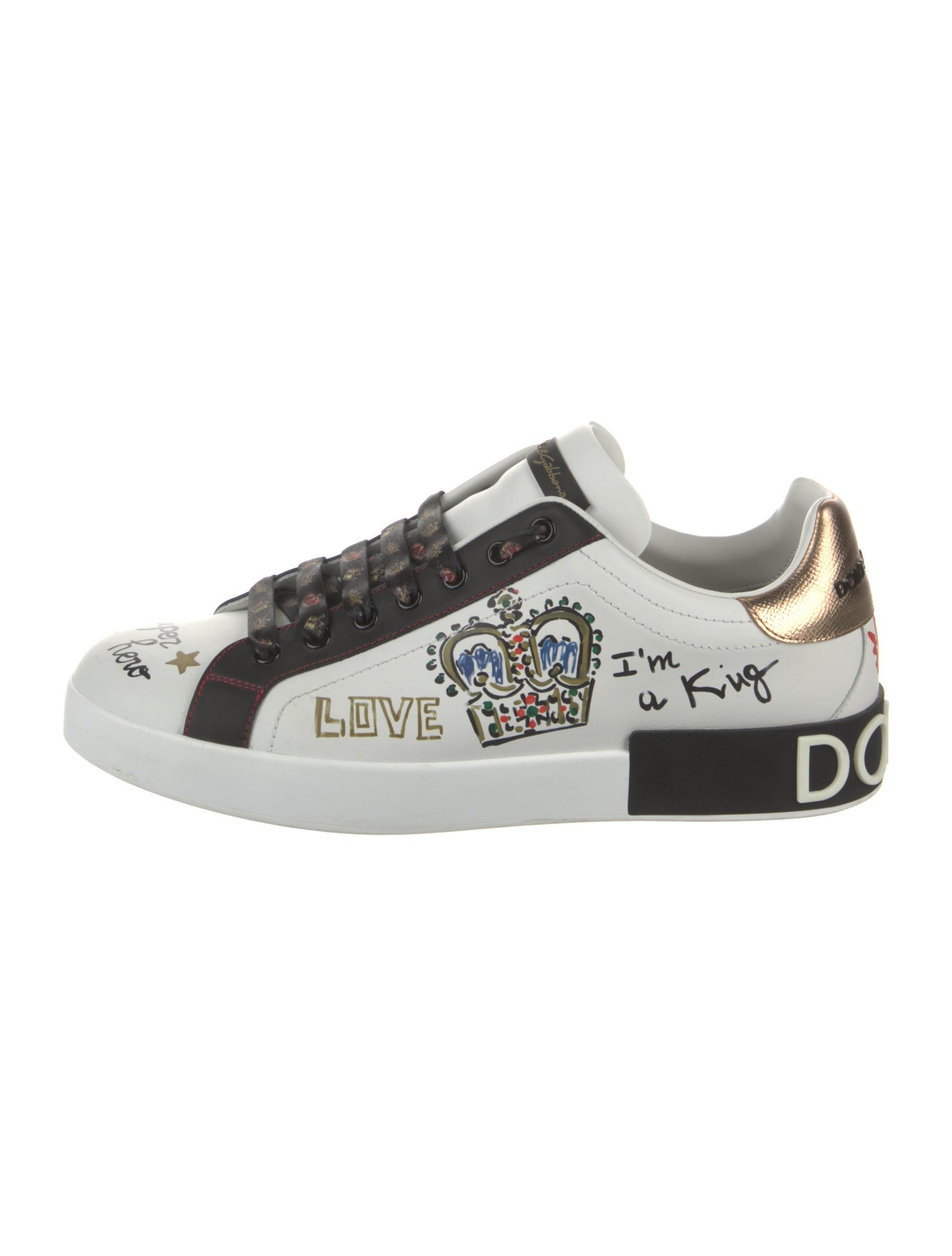 Dolce & Gabbana Leather Printed Sneakers