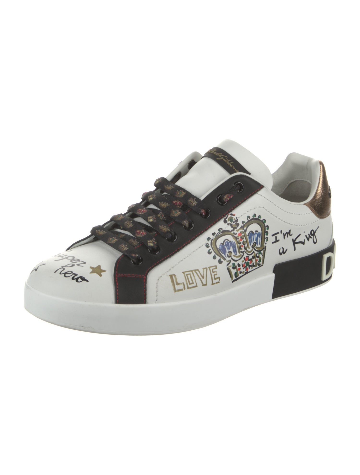 Dolce & Gabbana Leather Printed Sneakers