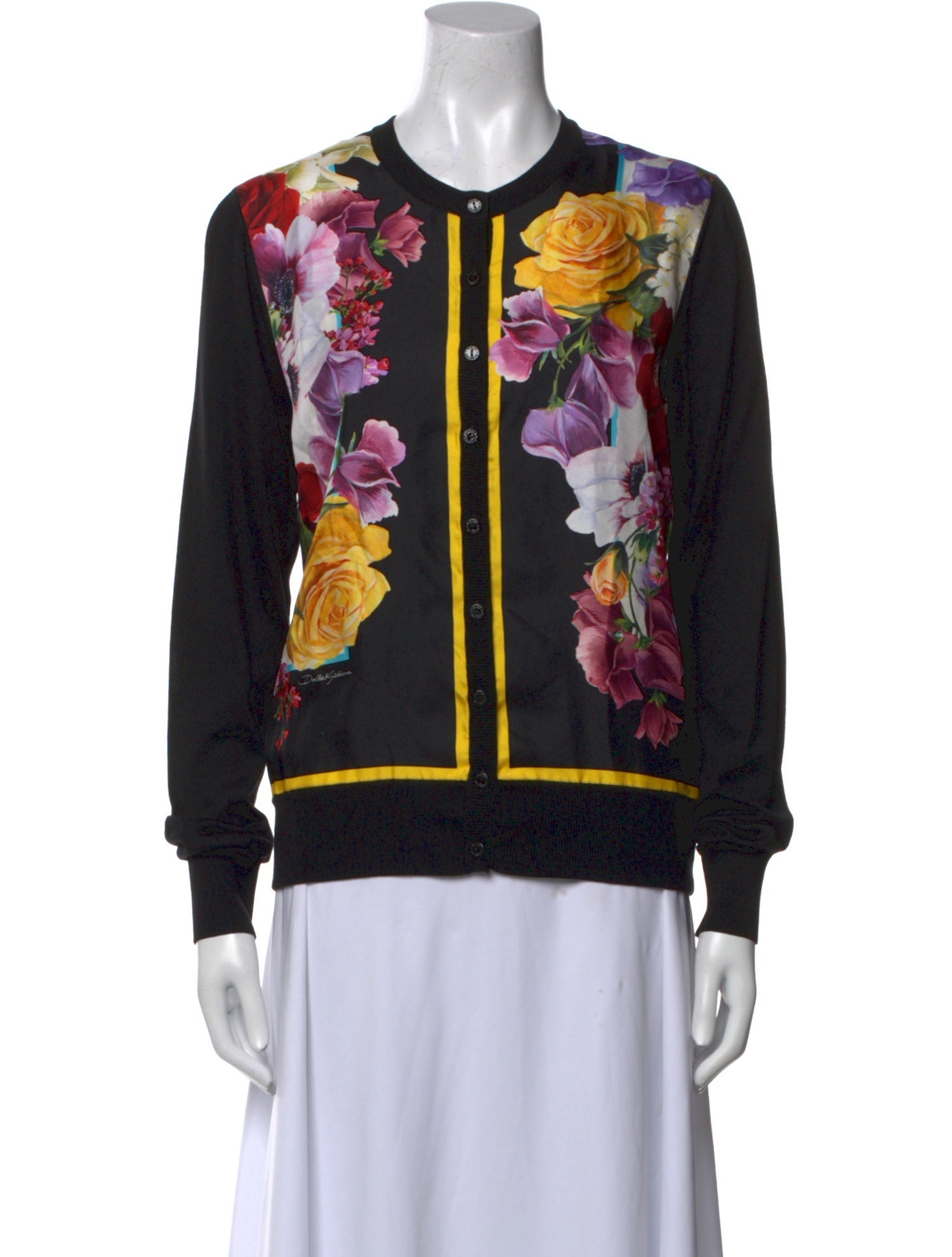 Dolce & Gabbana Silk Floral Print Sweater