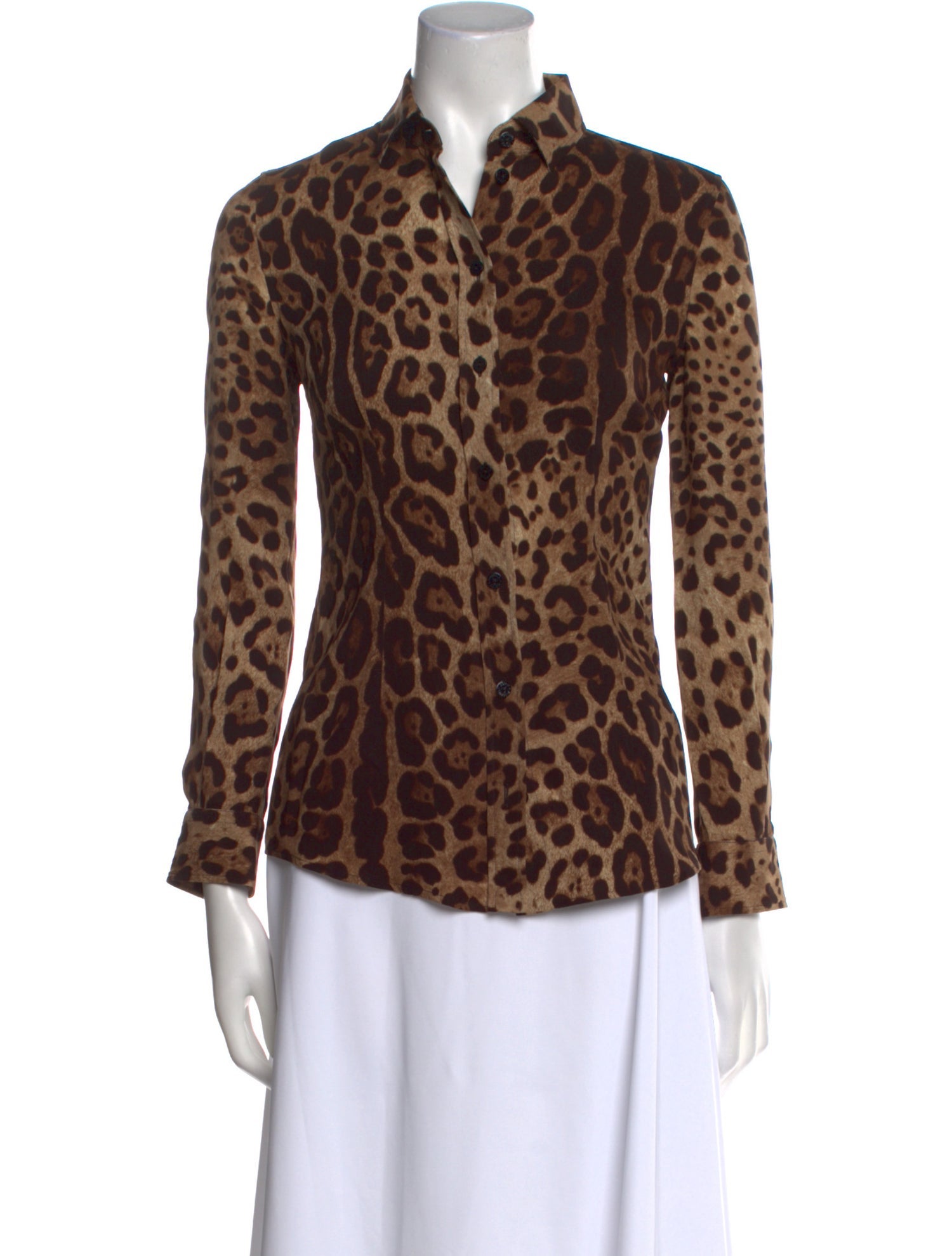 Dolce & Gabbana Silk Animal Print Button-Up Top