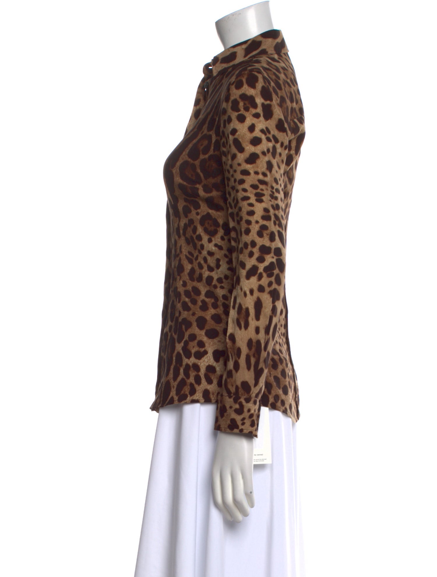 Dolce & Gabbana Silk Animal Print Button-Up Top