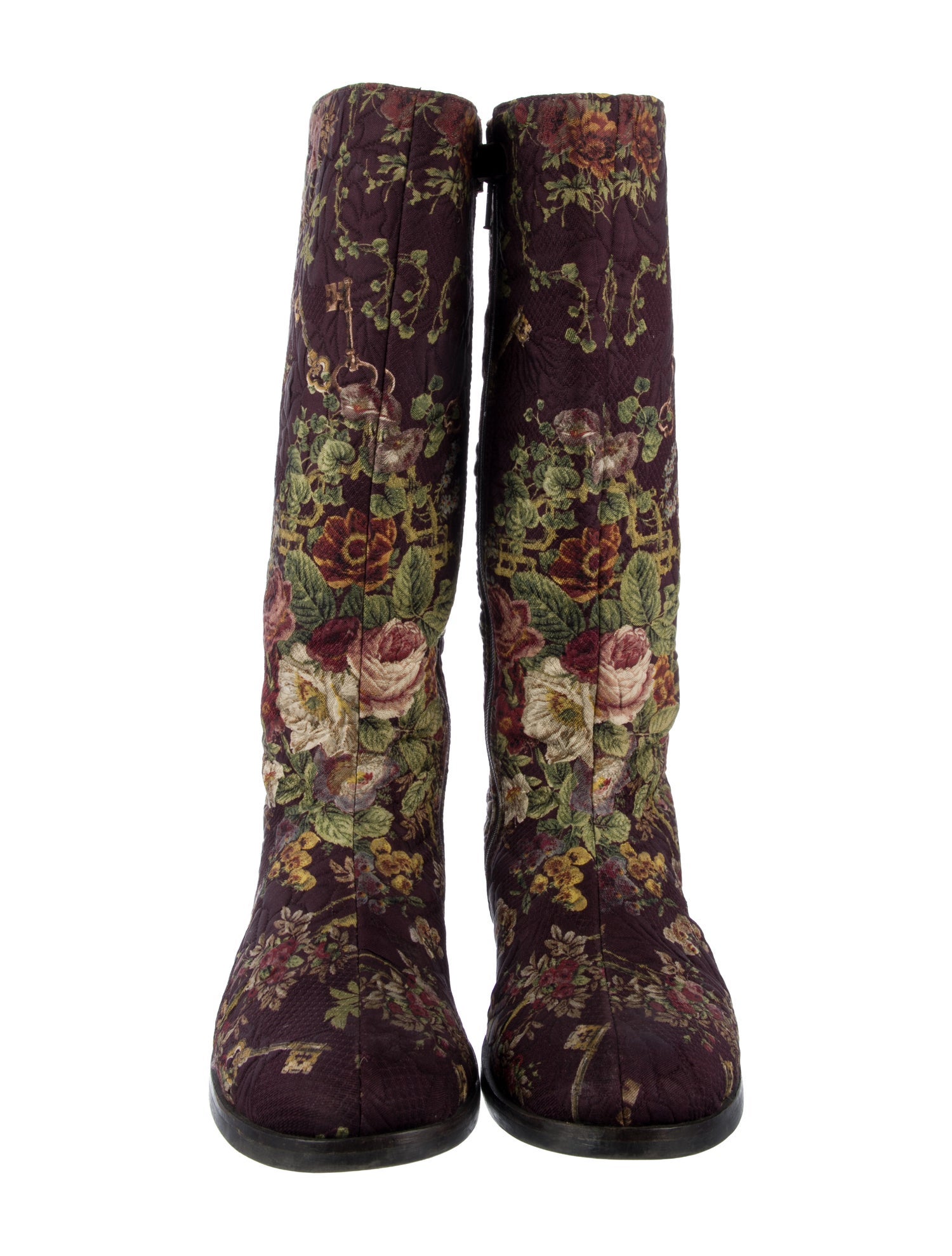 Dolce & Gabbana Girls' Floral-Print Flat Boots