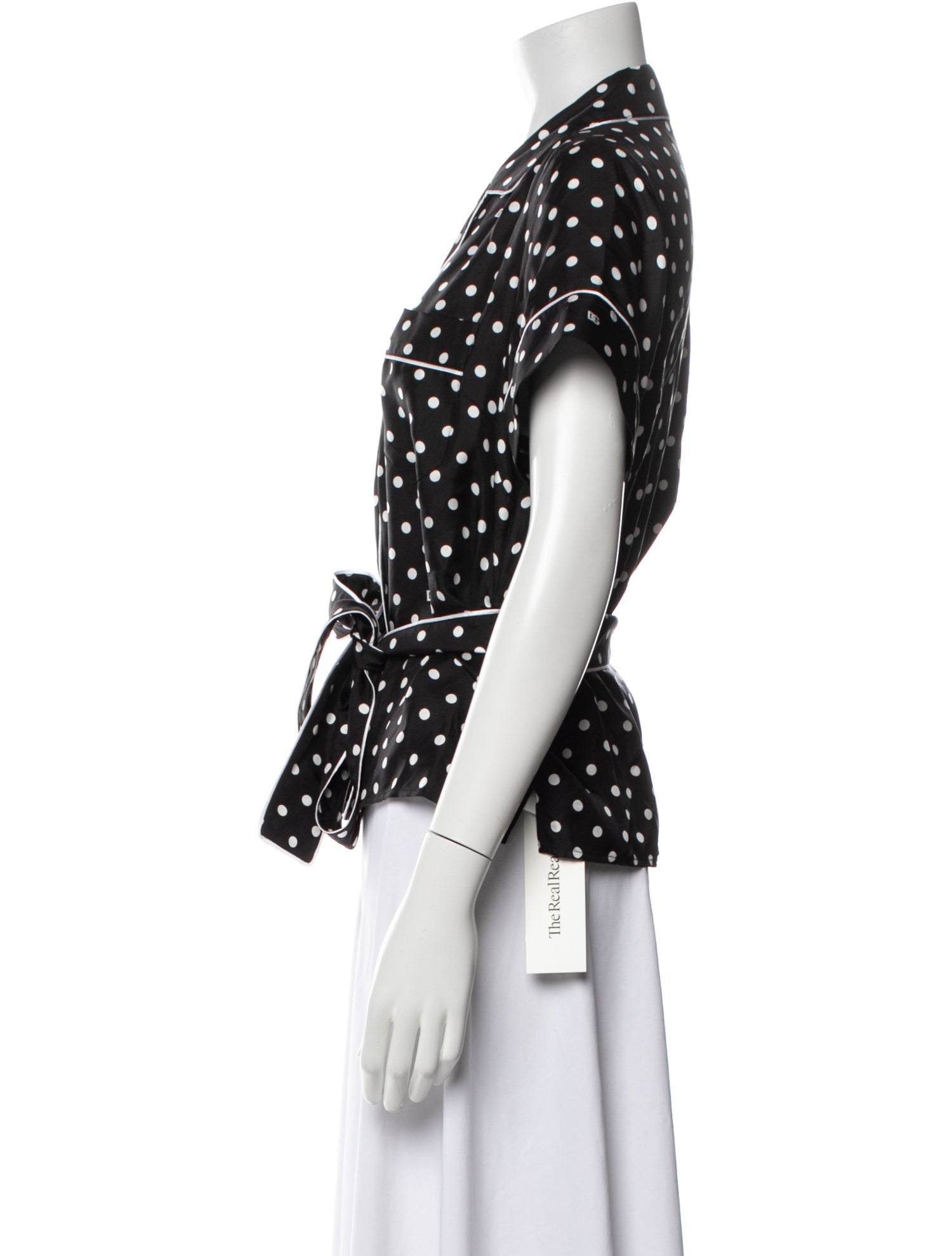 Dolce & Gabbana Silk Polka Dot Print Button-Up Top