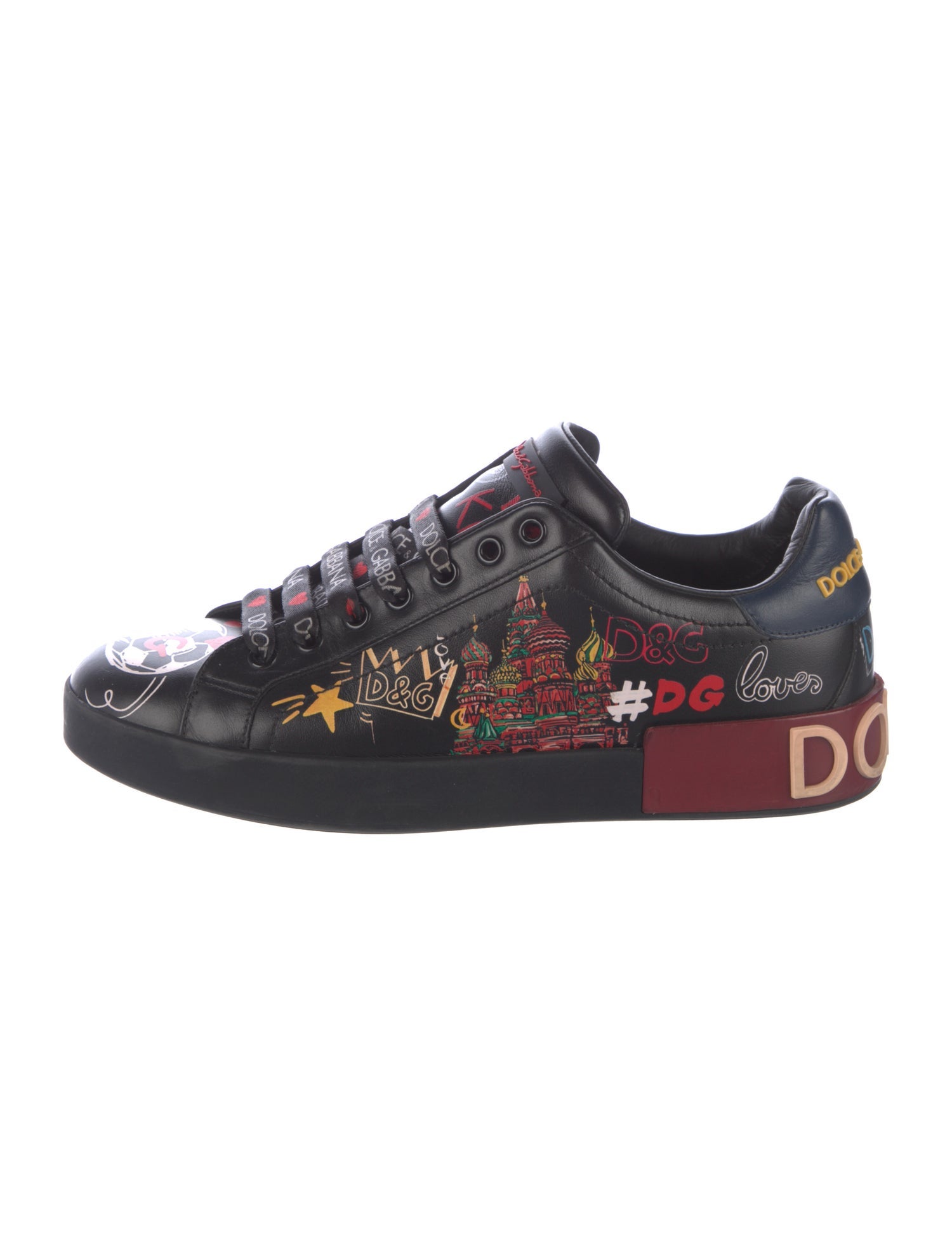 Dolce & Gabbana Leather Printed Sneakers