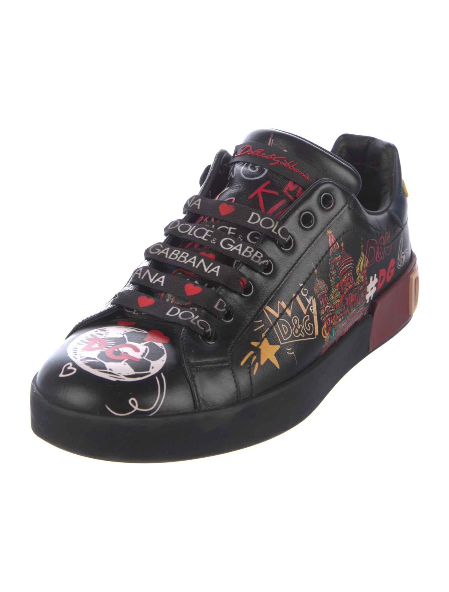 Dolce & Gabbana Leather Printed Sneakers