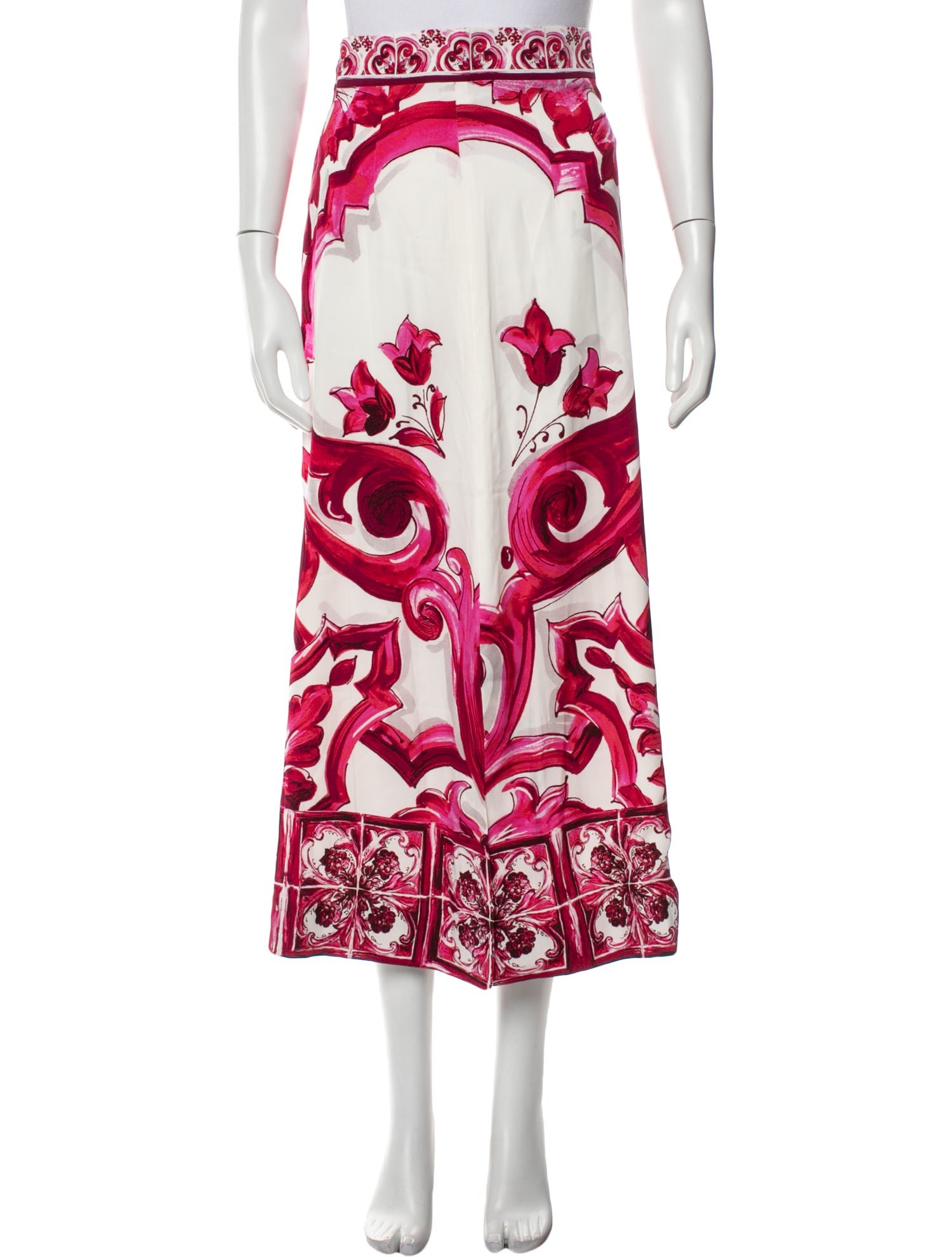 Dolce & Gabbana Silk Midi Length Skirt