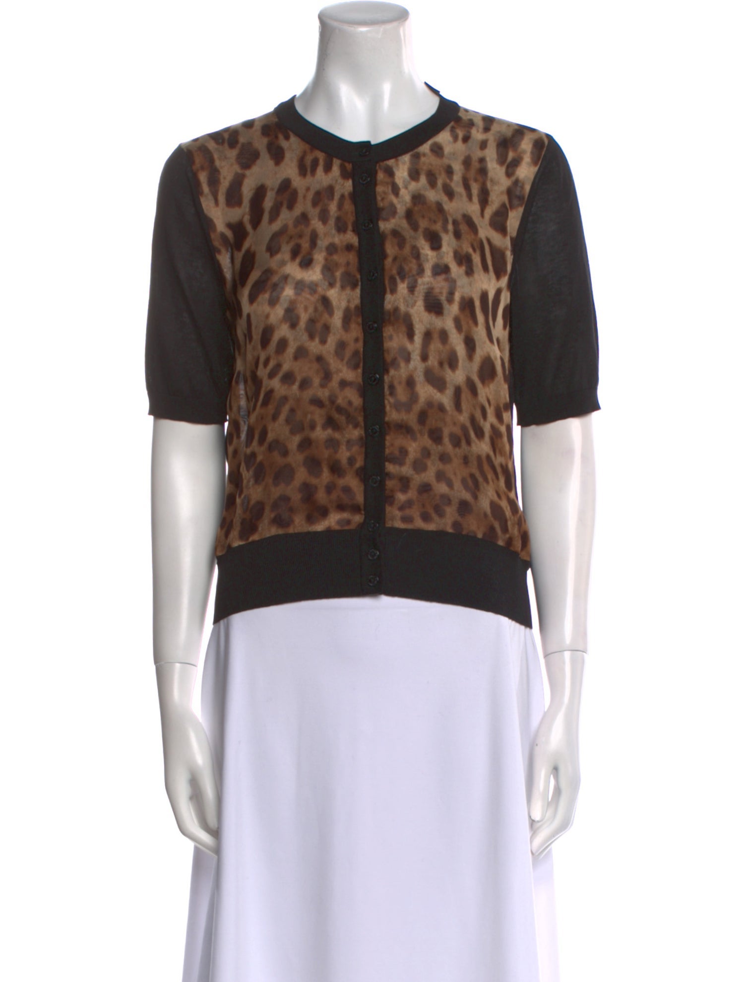 Dolce & Gabbana Animal Print Crew Neck Top