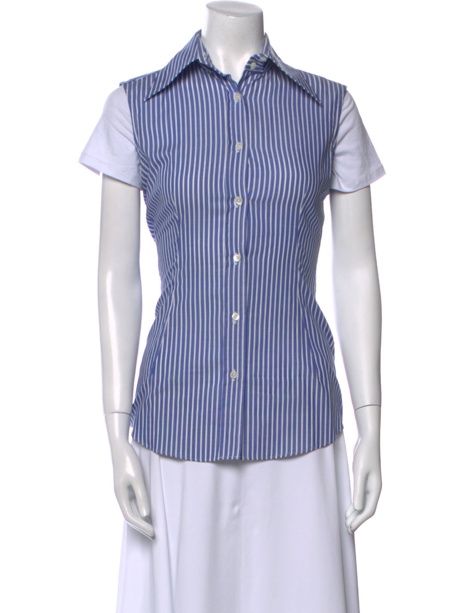 Dolce & Gabbana Striped Short Sleeve Button-Up Top