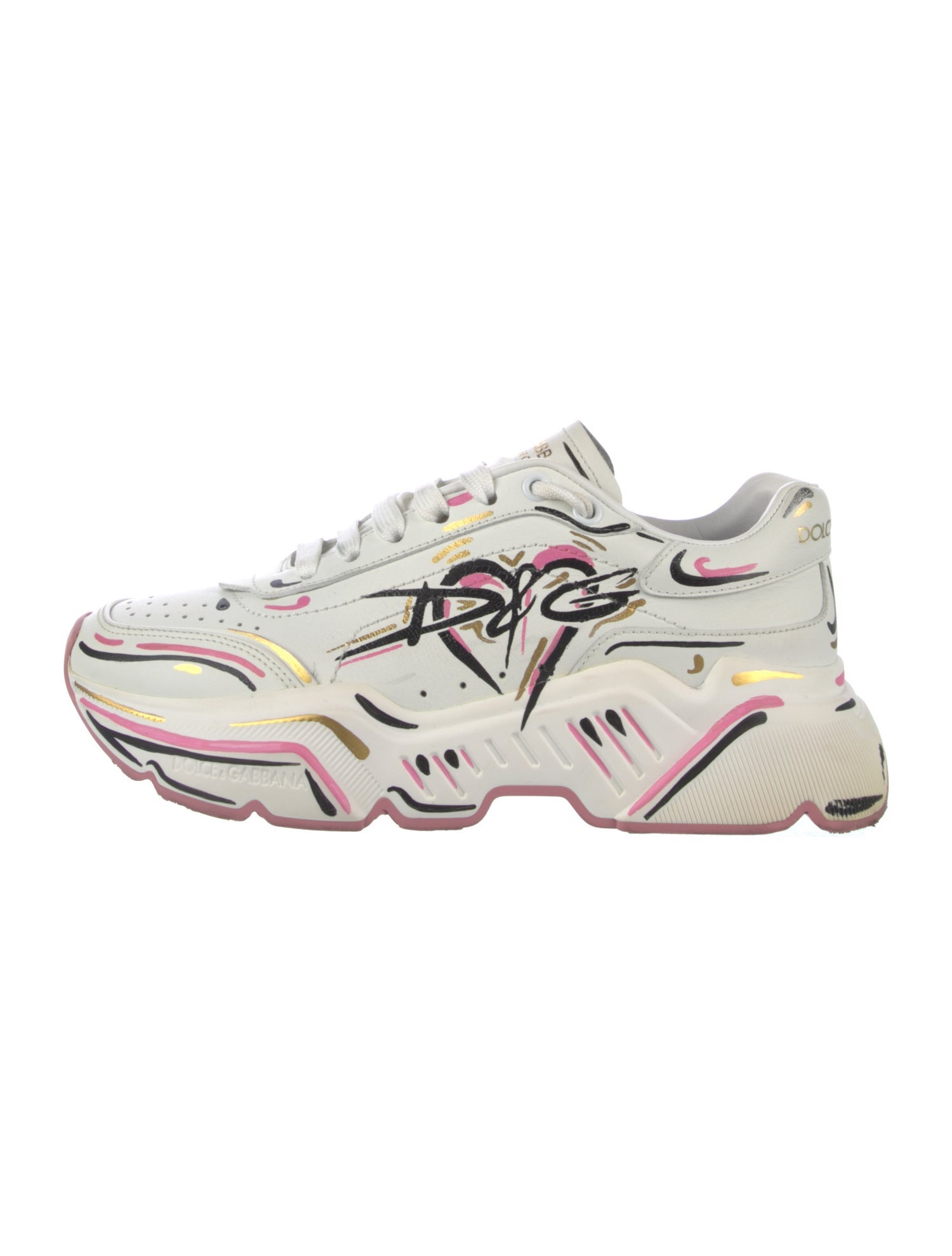 Dolce & Gabbana Leather Printed Chunky Sneakers