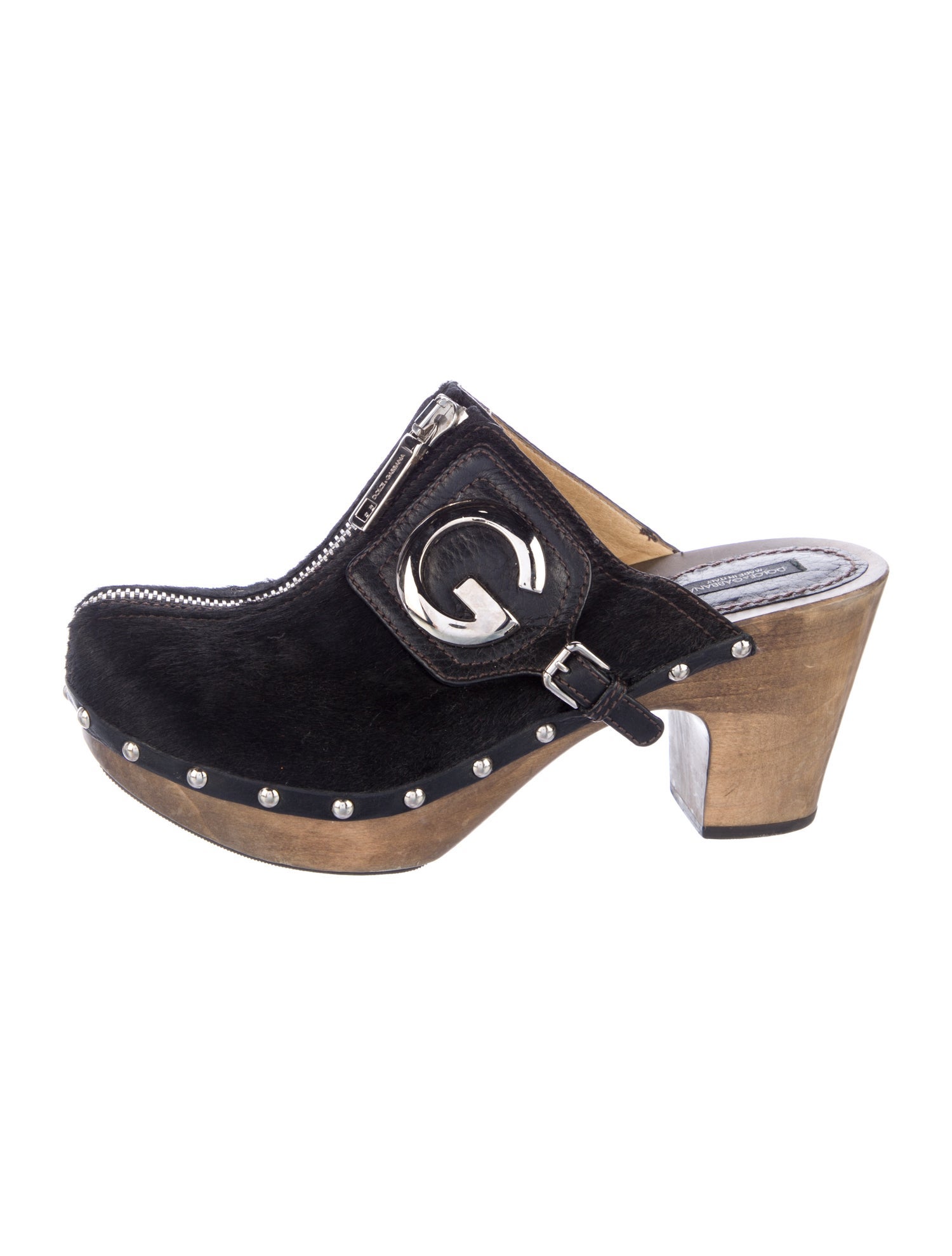 Dolce & Gabbana Ponyhair Colorblock Pattern Mules