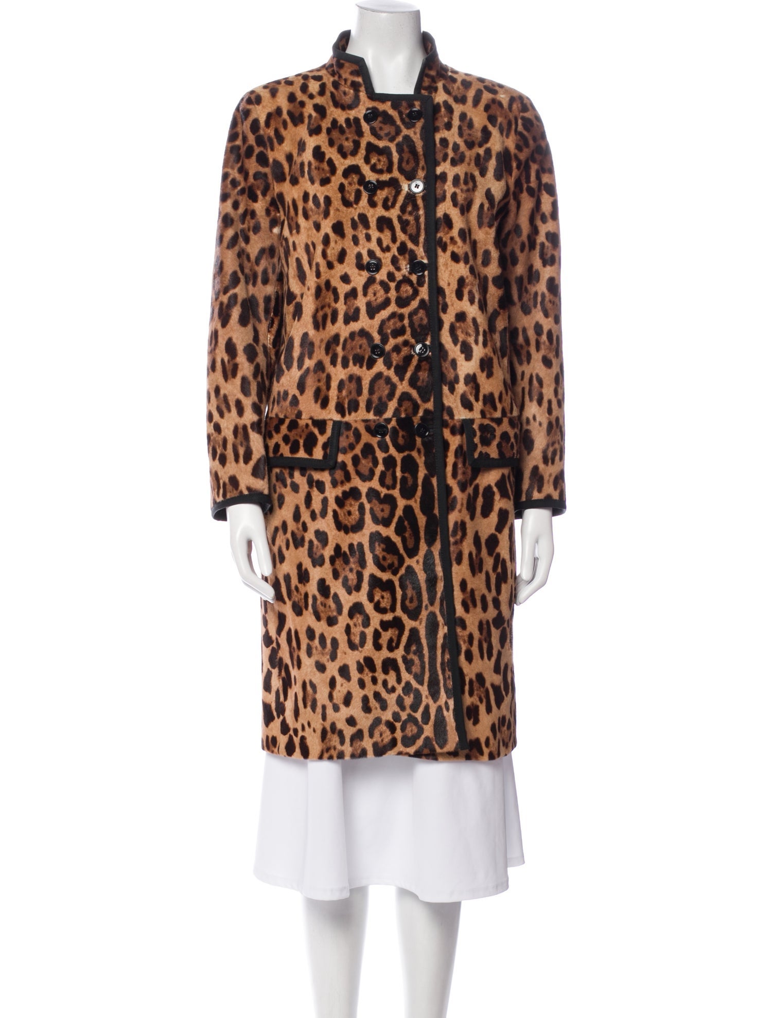 Dolce & Gabbana Calf Hair Animal Print Faux Fur Coat