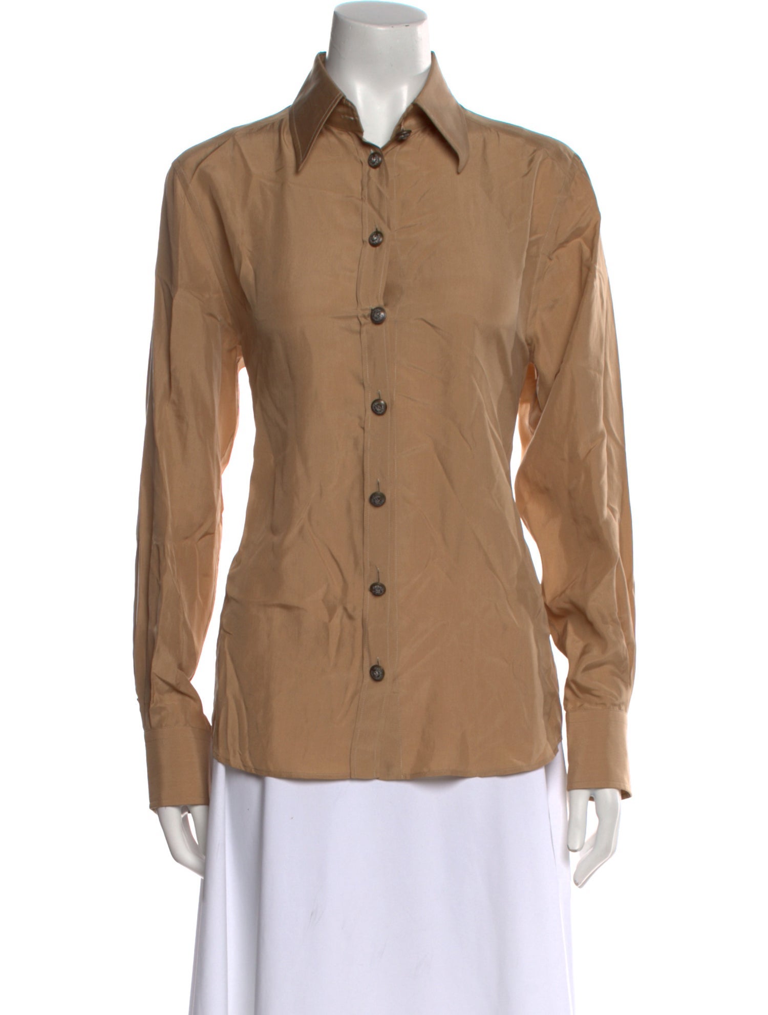 Dolce & Gabbana Silk Long Sleeve Button-Up Top