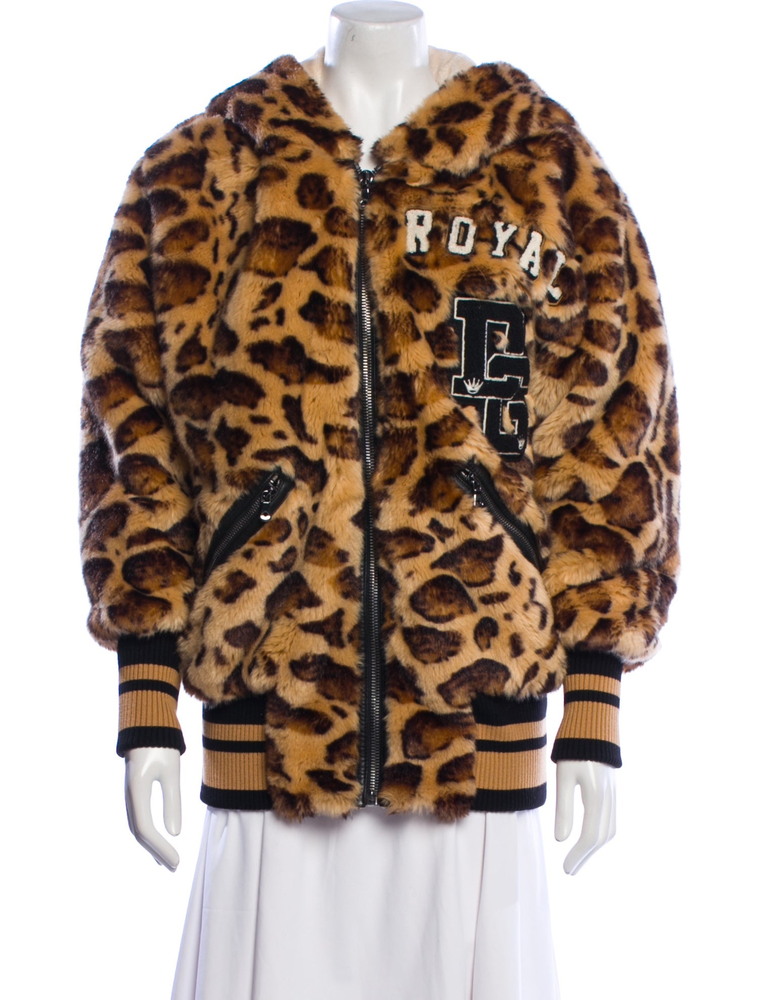 Dolce & Gabbana Animal Print Faux Fur Coat