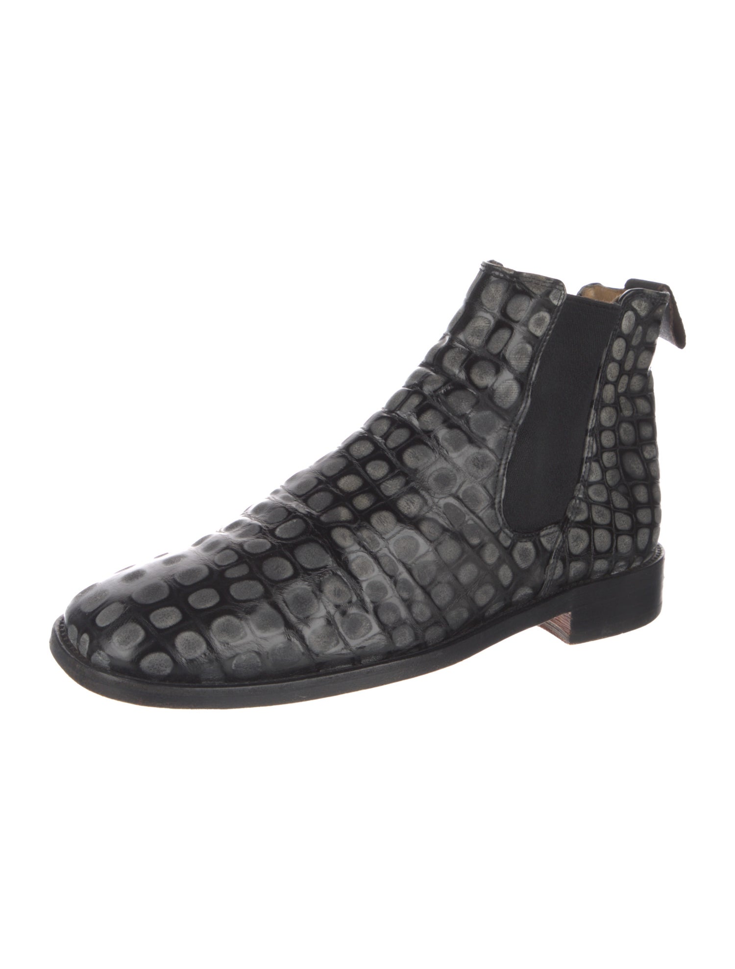 Dolce & Gabbana Leather Polka Dot Print Chelsea Boots