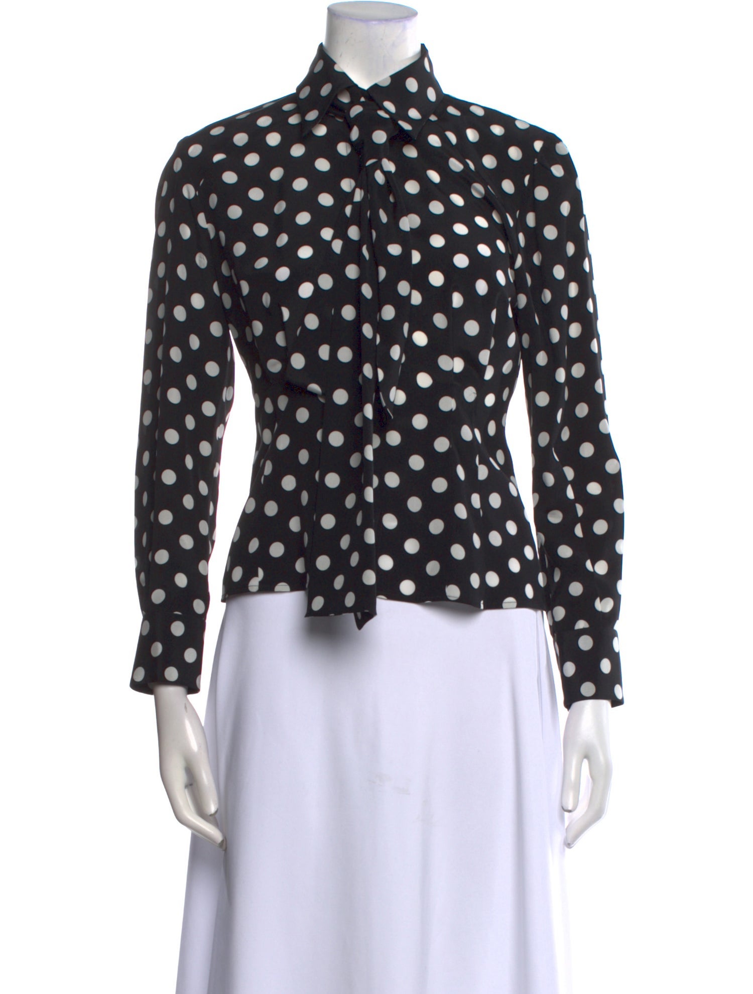 Dolce & Gabbana Silk Polka Dot Print Button-Up Top