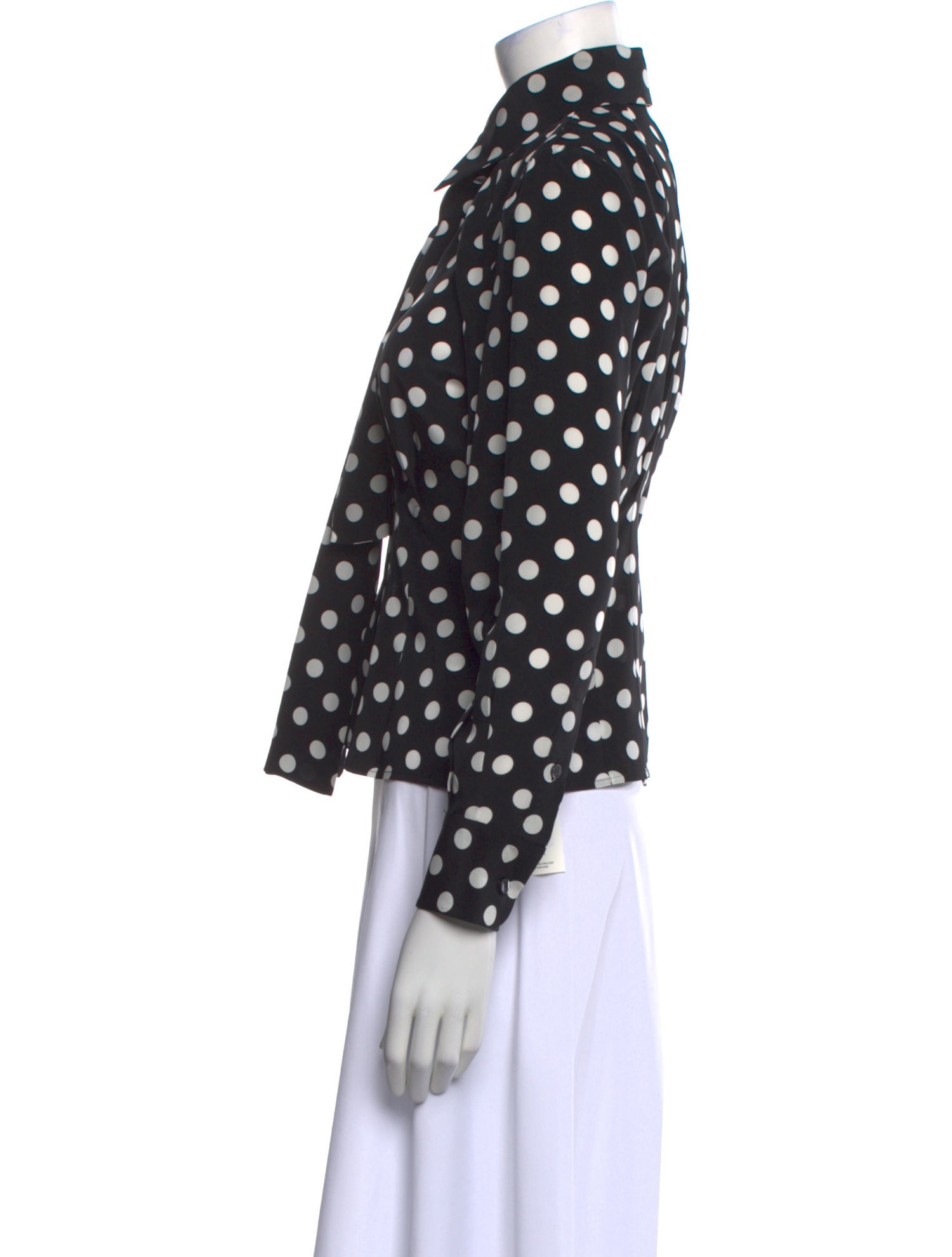 Dolce & Gabbana Silk Polka Dot Print Button-Up Top
