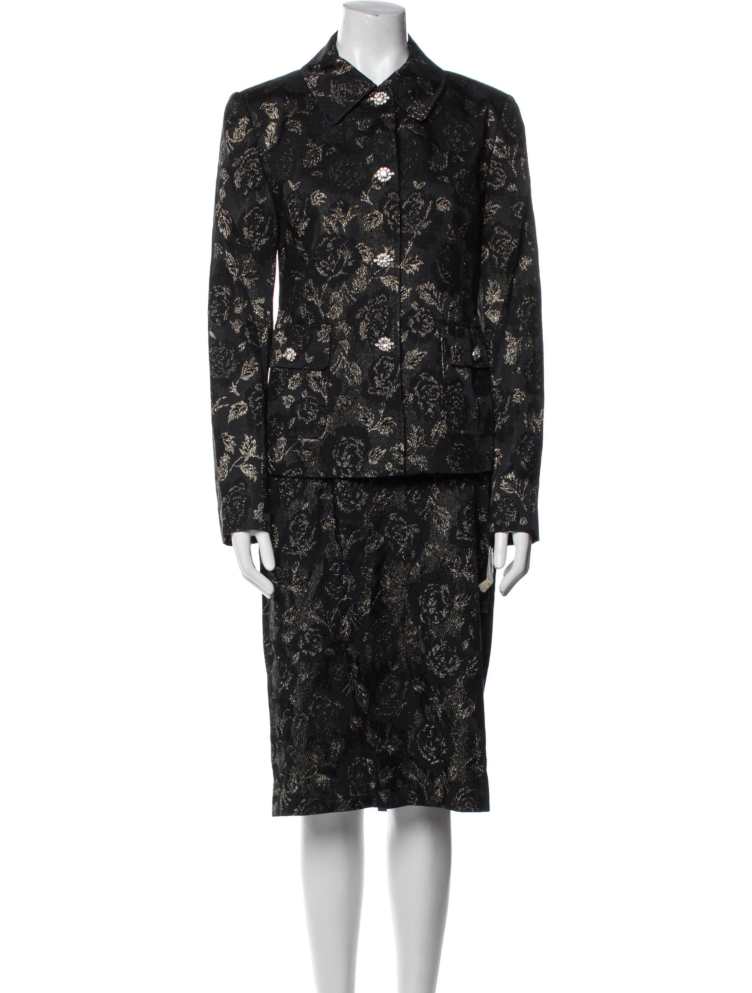 Dolce & Gabbana Printed Crystal Embellishments Skirt Suit