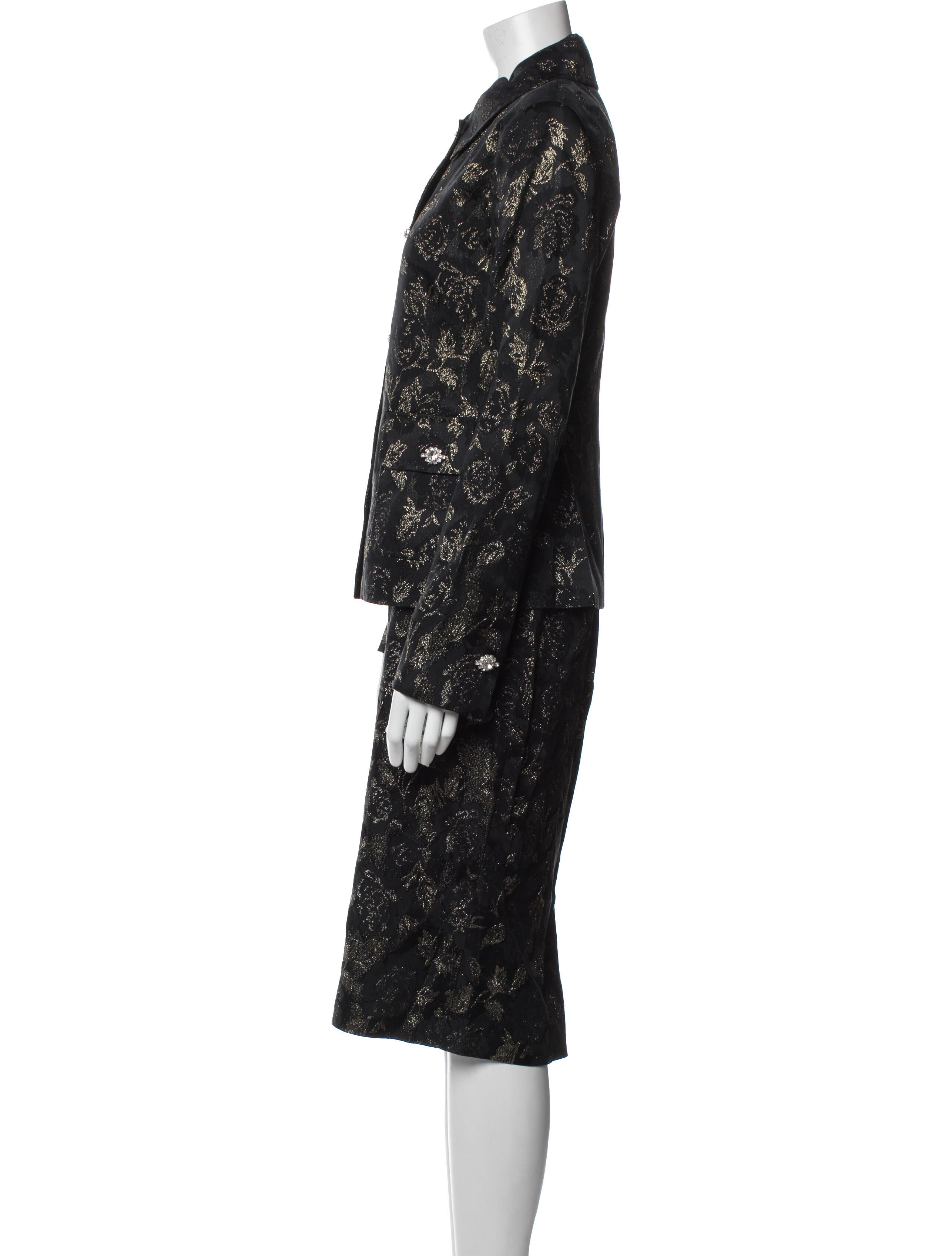 Dolce & Gabbana Printed Crystal Embellishments Skirt Suit