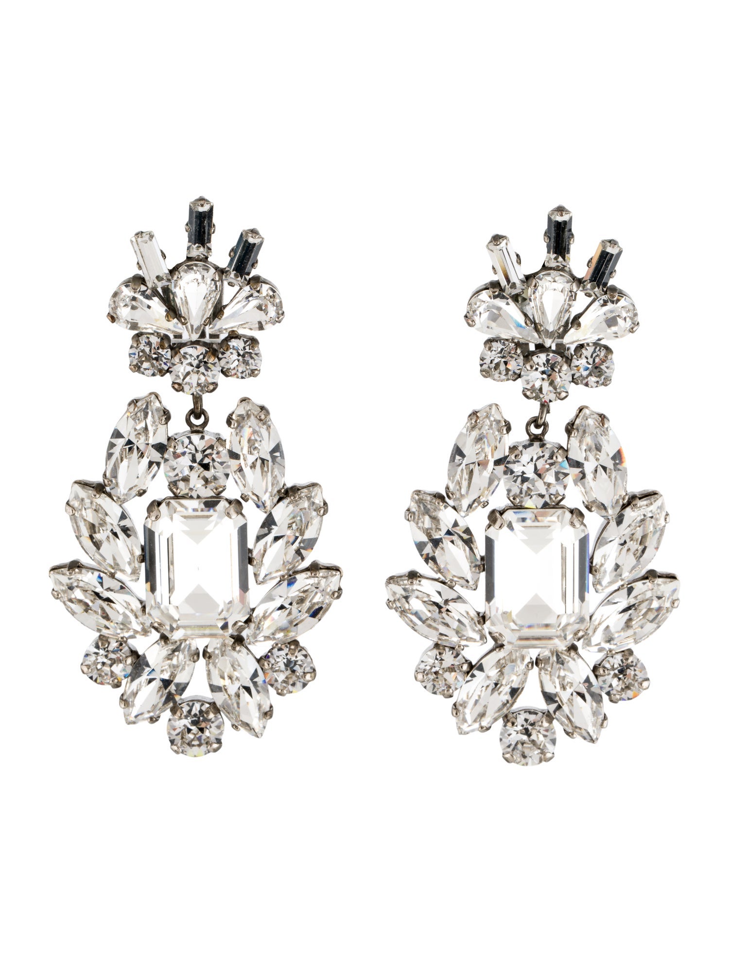 Dolce & Gabbana Crystal Flower Drop Clip-On Earrings