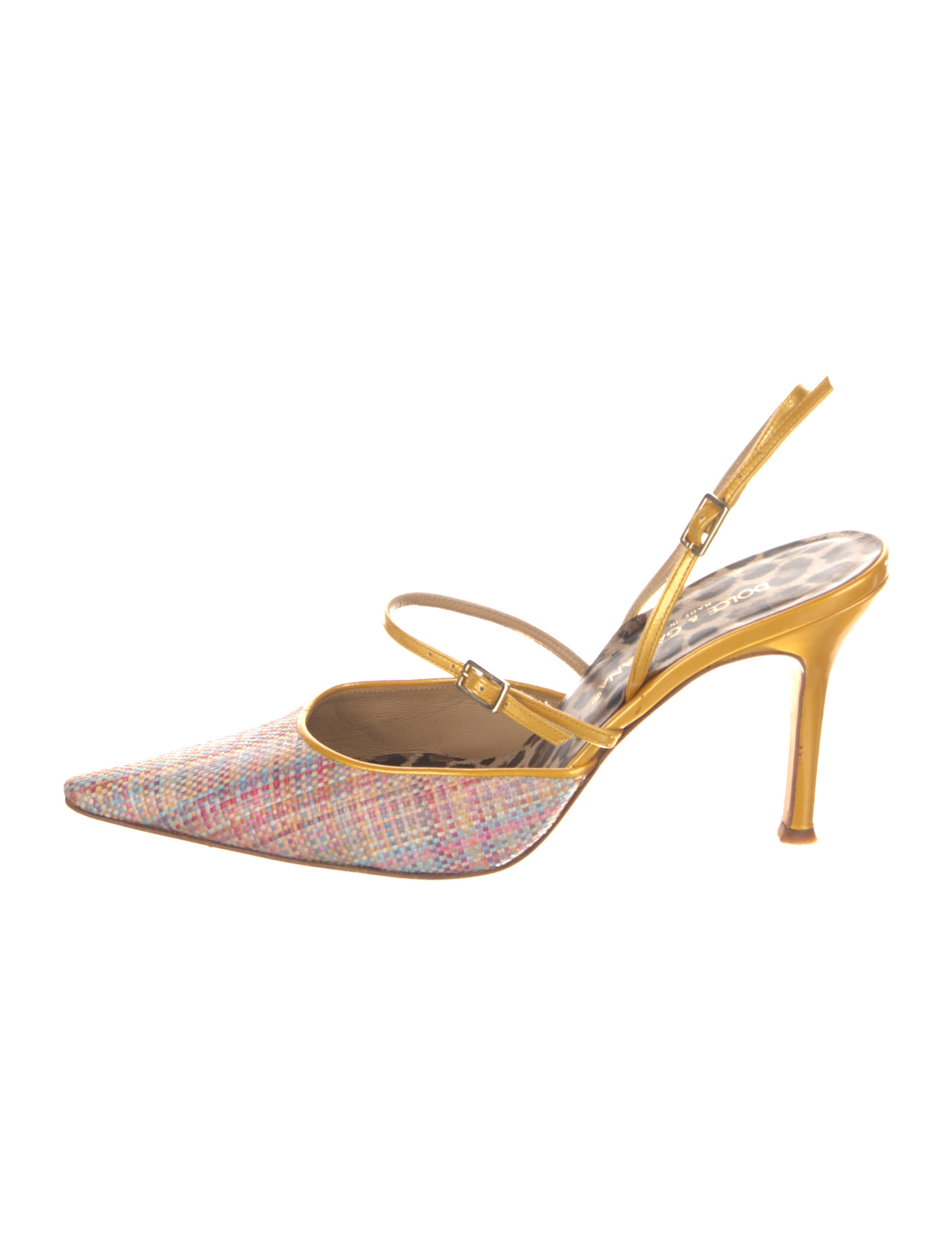 Dolce & Gabbana Patent Leather Patterned Slingback Pumps