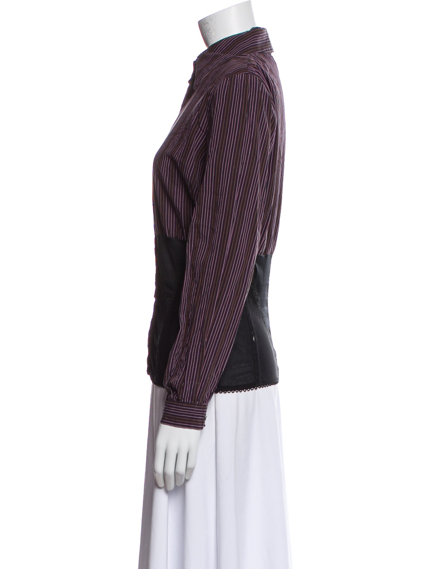 D&G Striped Long Sleeve Button-Up Top