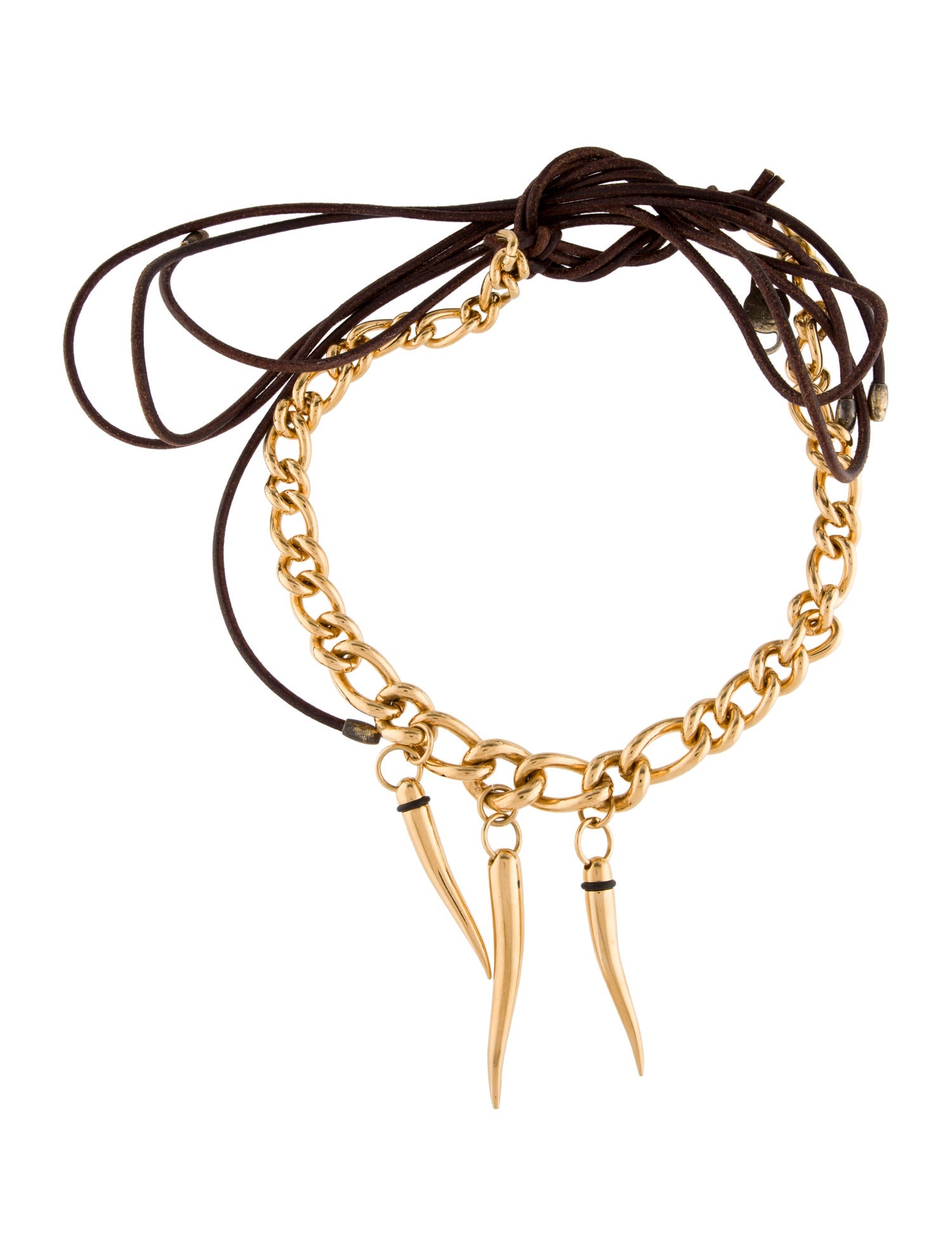 Dolce & Gabbana Italian Horn Leather Tie Collar Necklace