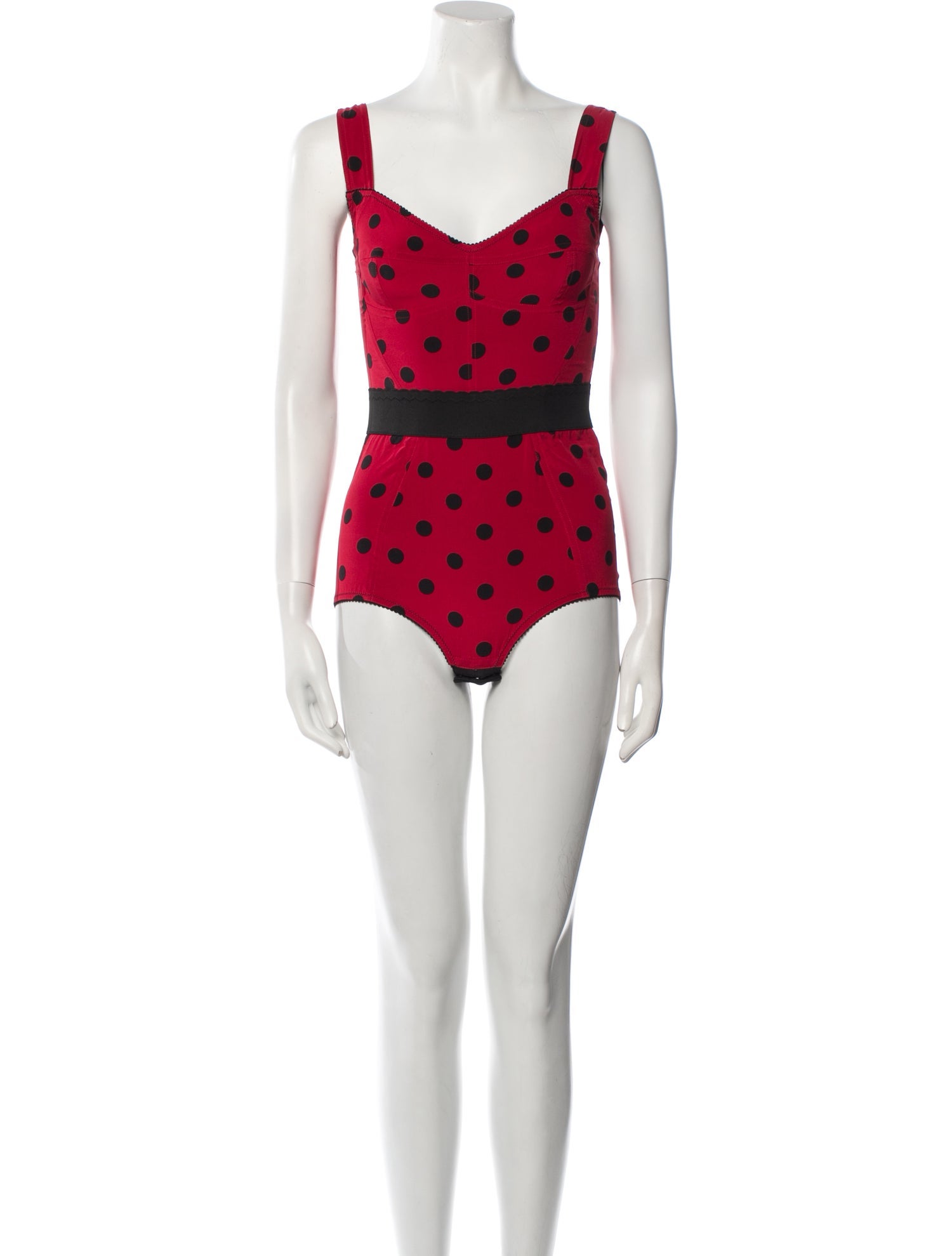 Dolce & Gabbana Silk Polka Dot Print Bodysuit