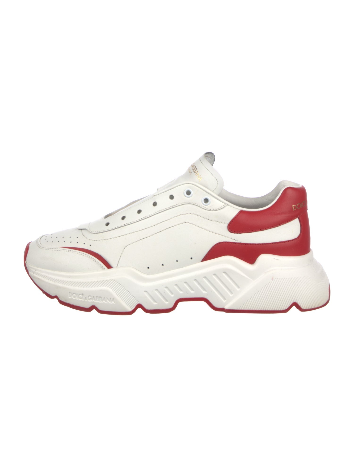 Dolce & Gabbana Leather Colorblock Pattern Athletic Sneakers