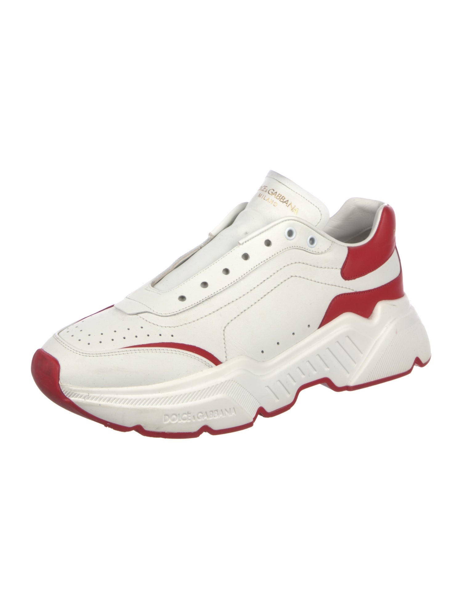 Dolce & Gabbana Leather Colorblock Pattern Athletic Sneakers