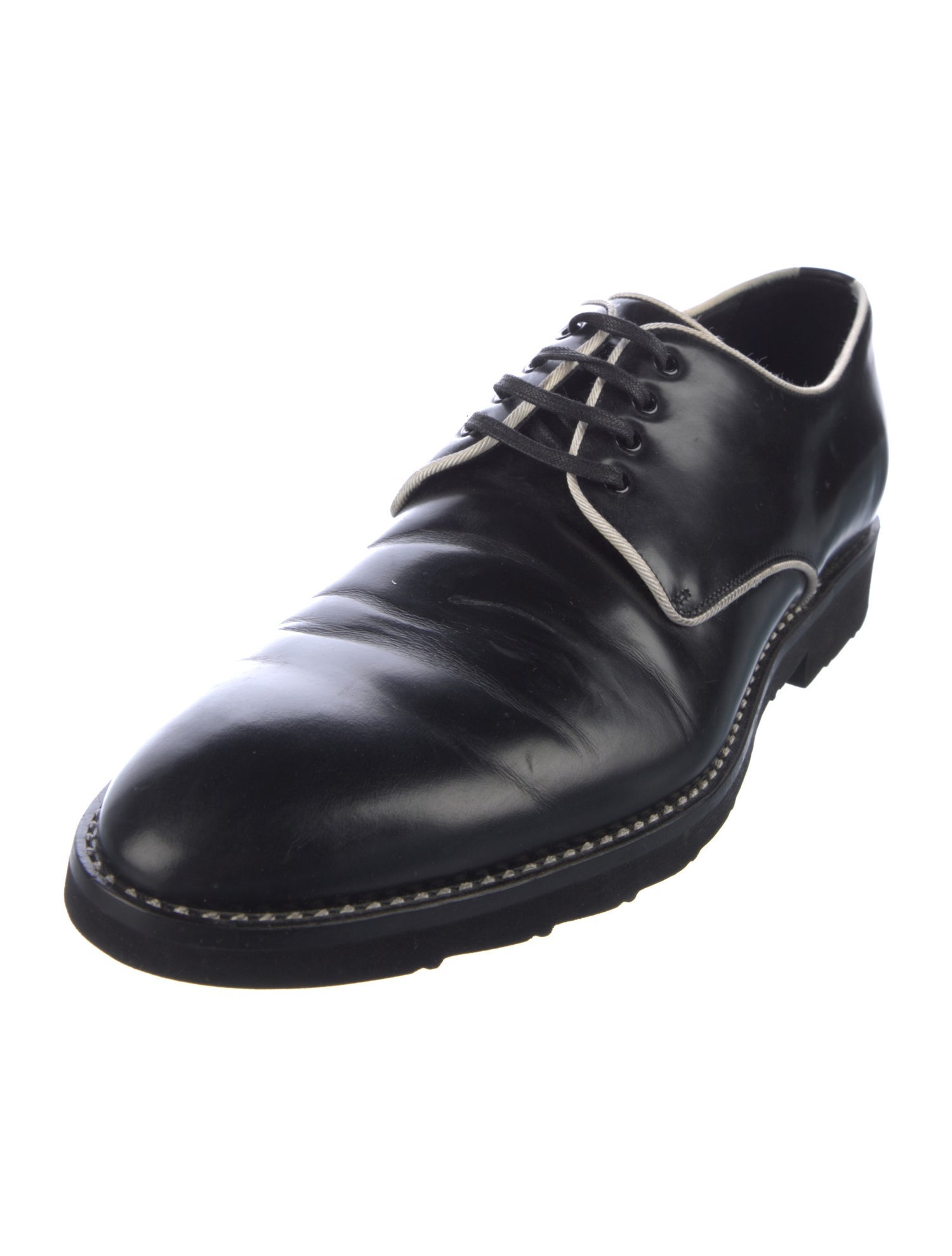 Dolce & Gabbana Leather Grosgrain Trim Derby Shoes