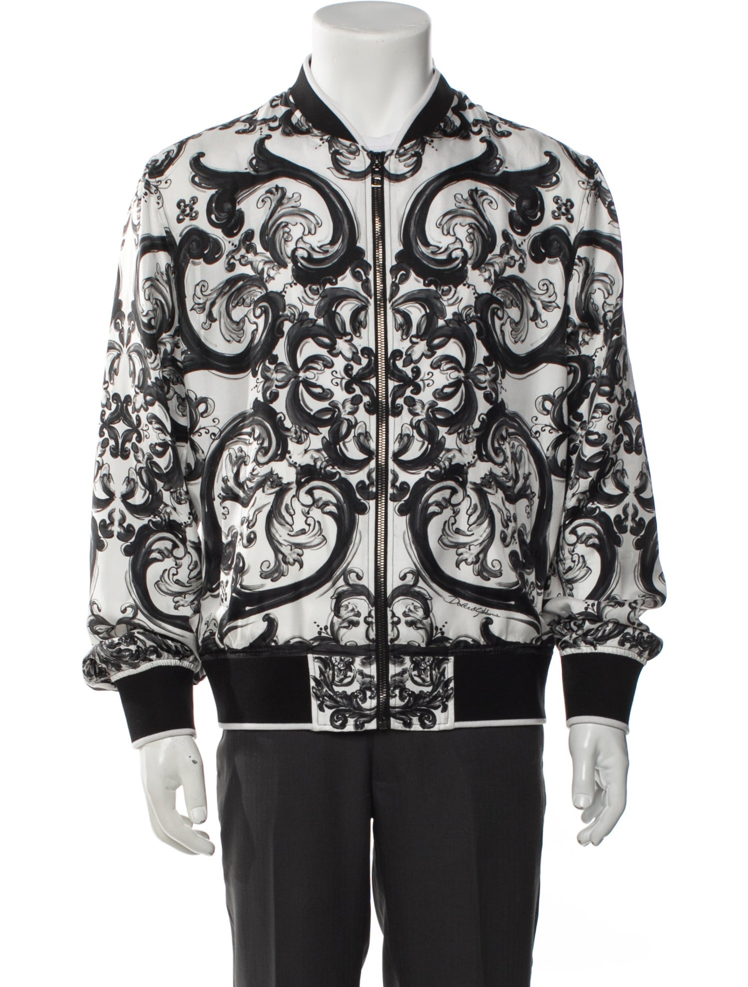 Dolce & Gabbana Silk Printed Bomber Jacket