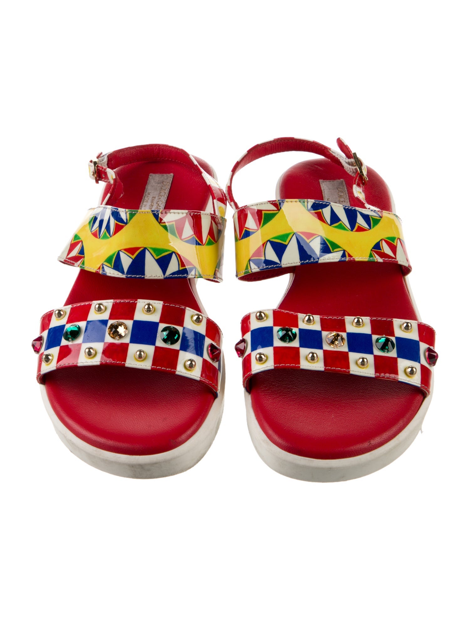 Dolce & Gabbana Girl's Kids Patterned Crystal Embellished Flat Sandals