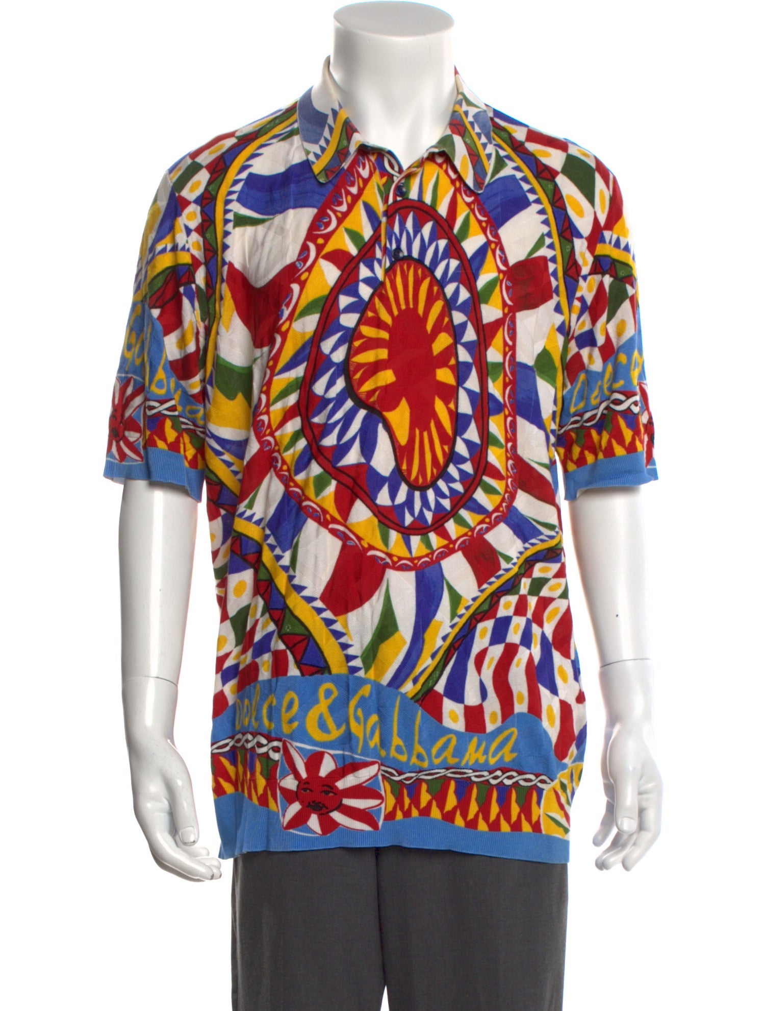 Dolce & Gabbana Silk Printed Polo Shirt