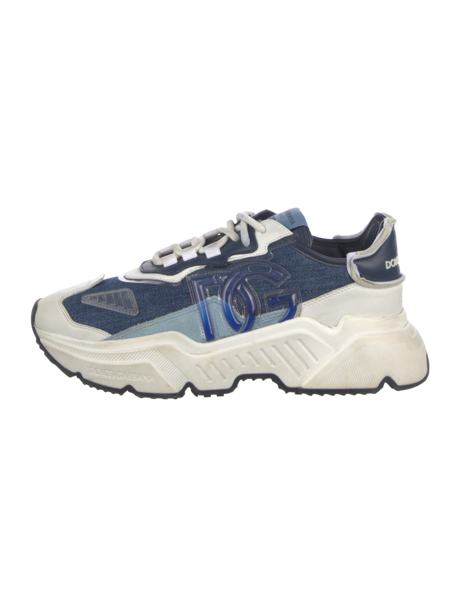 Dolce & Gabbana Denim Colorblock Pattern Chunky Sneakers