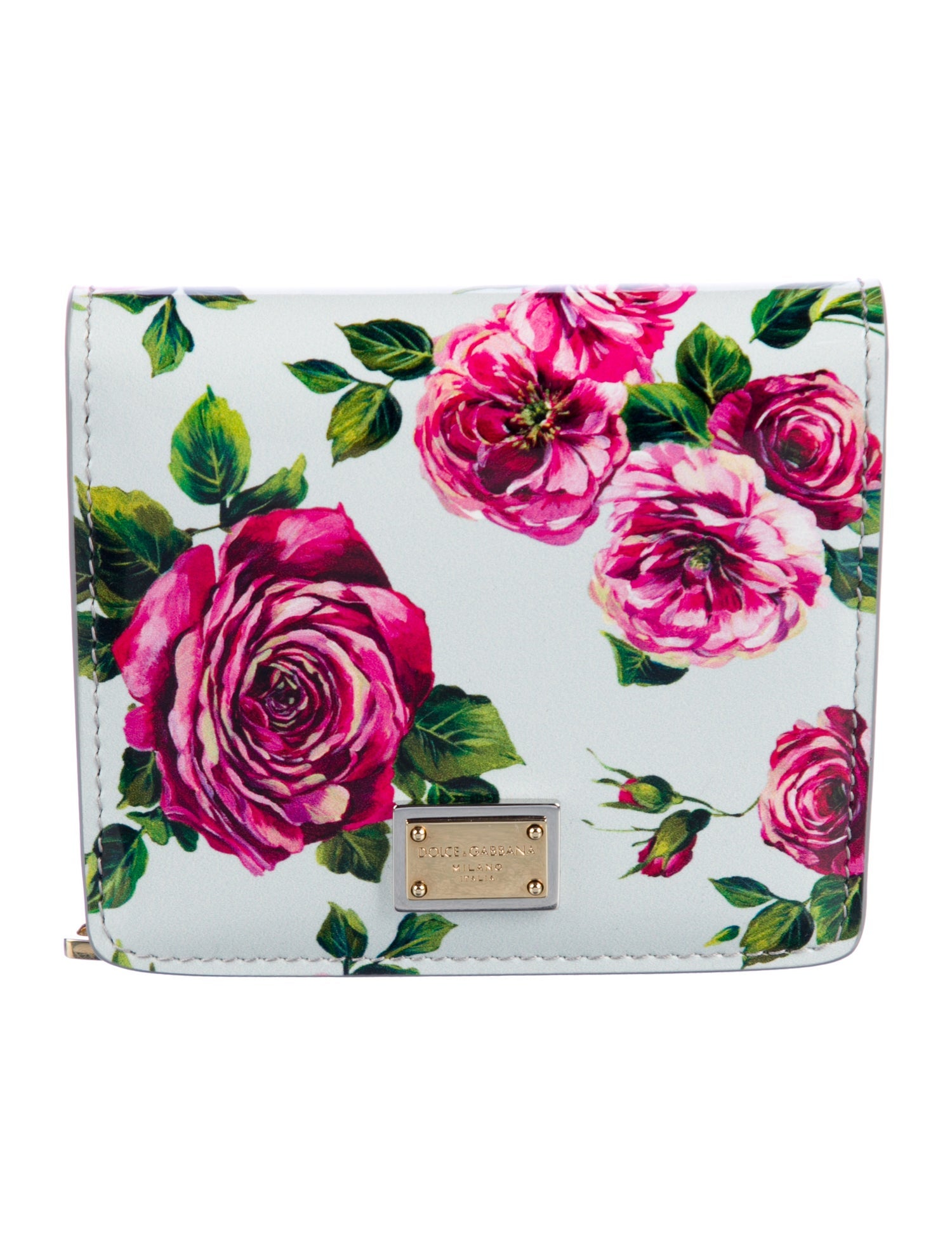 Dolce & Gabbana Patent Leather Floral Print Bifold Wallet