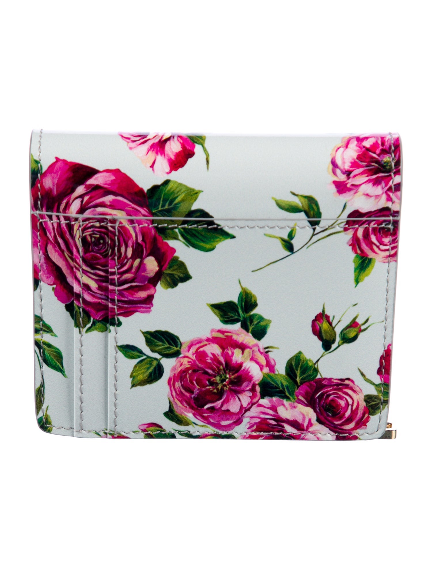 Dolce & Gabbana Patent Leather Floral Print Bifold Wallet