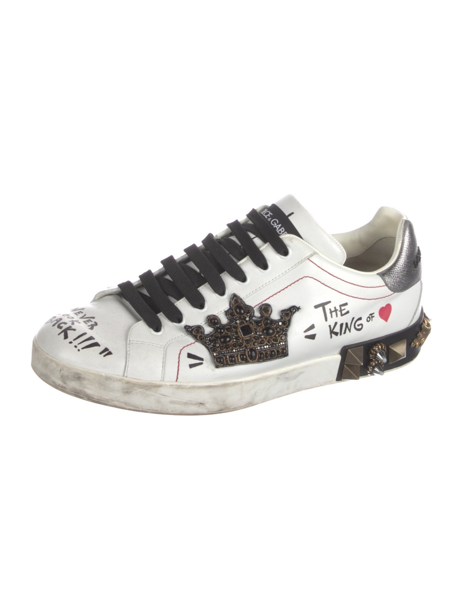 Dolce & Gabbana Faux Pearl Accents Leather Sneakers